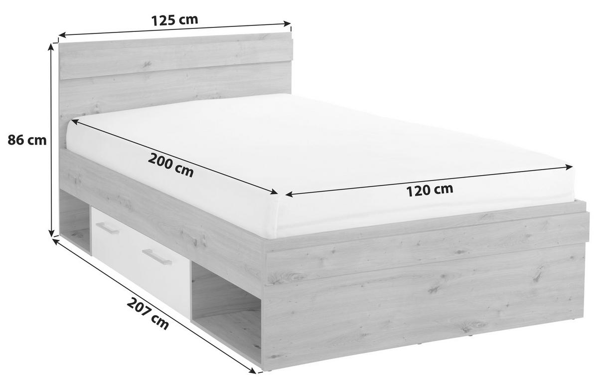 Krevet Box 120 - bijela/hrast Artisan, Moderno, drvni materijal (120/200cm) - Modern Living