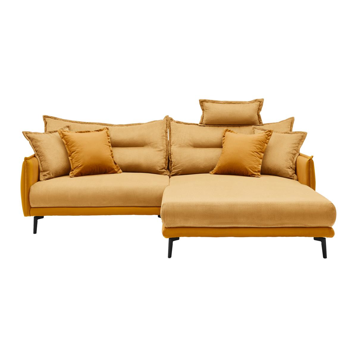Ecksofa Nuovo Gelb - Gelb/Schwarz, MODERN, Textil/Metall (245/72-113/190cm) - Mömax