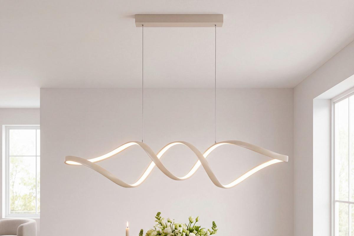 LAMPA WISZĄCA LED BROWNSVILLE *SBN* - kolor piaskowy, Design, tworzywo sztuczne/metal (100/22/120cm) - Novel