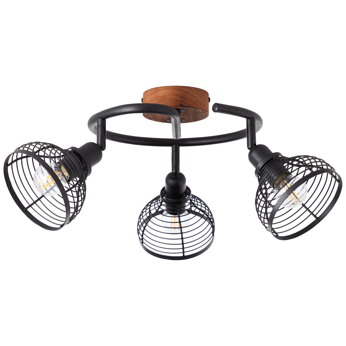 Strahler Avia Braun/Schwarz max. 40 Watt - Schwarz/Braun, Natur, Holz/Metall (50/16cm) - Brilliant