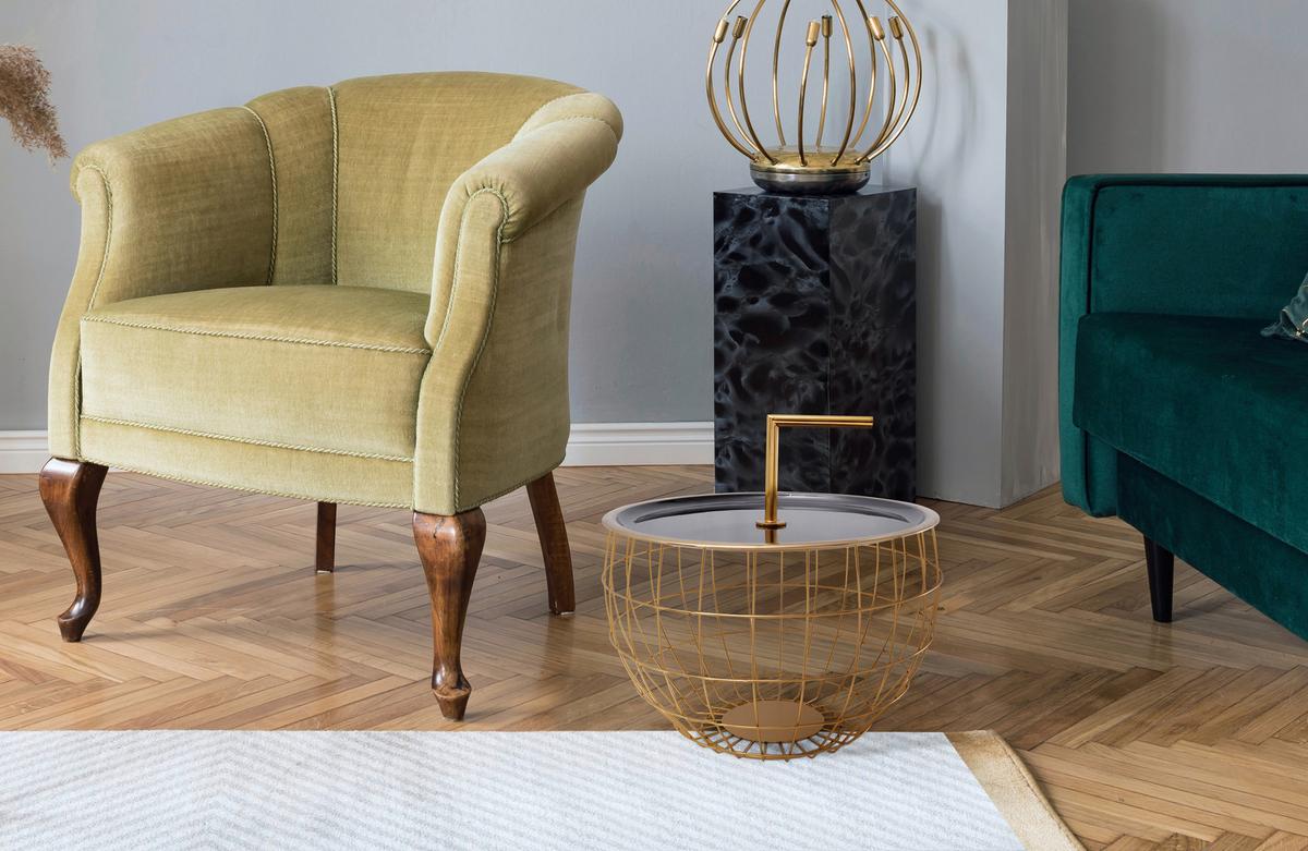 BEISTELLTISCH ART DECO 545 SCHWARZ - Goldfarben/Schwarz, Design, Metall (42,5/42,5/29cm) - Kayoom