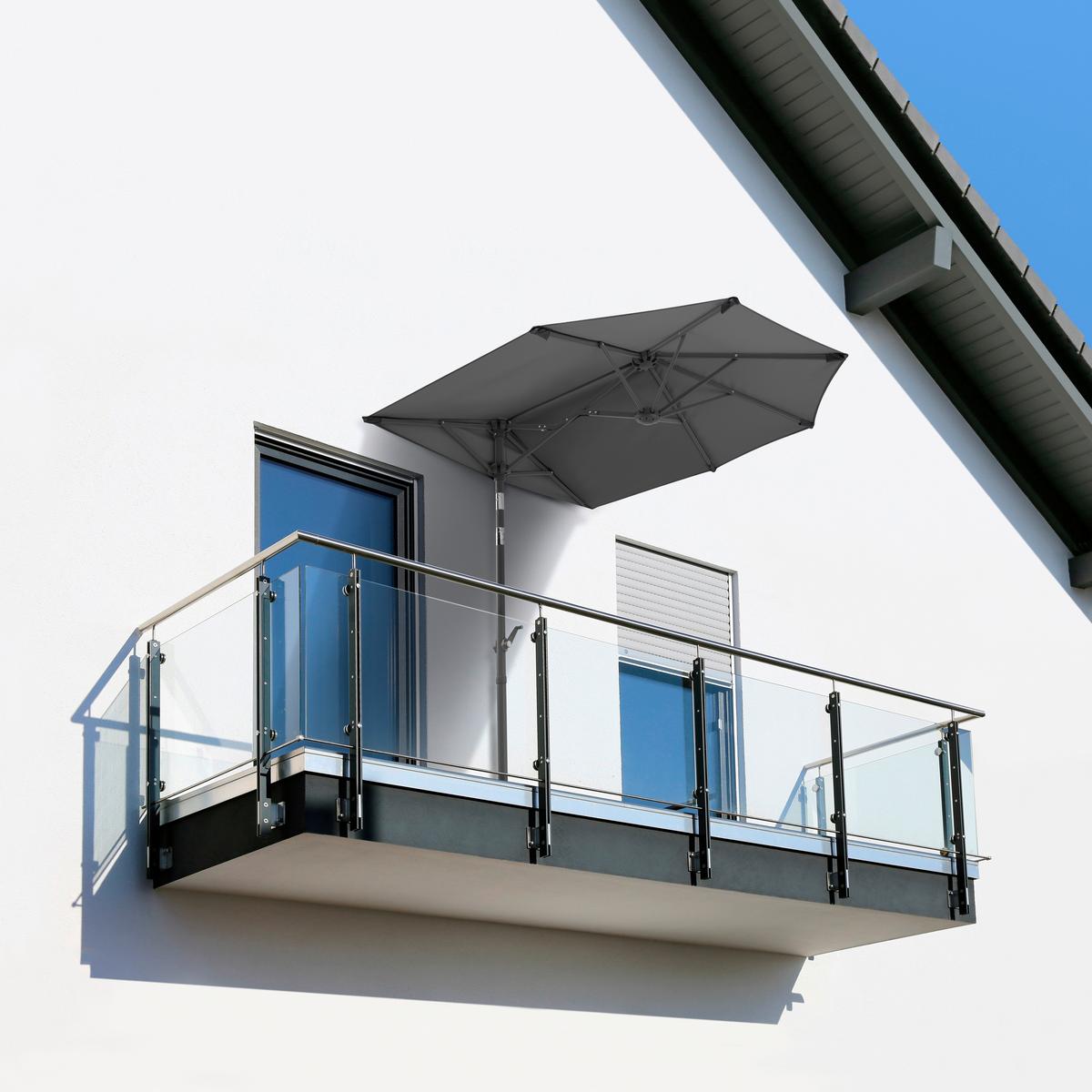 Ampelschirm Salerno Mezza ca.150x228x150cm Anthrazit - Anthrazit, Basics, Textil/Metall (150/228/150cm) - Schneider