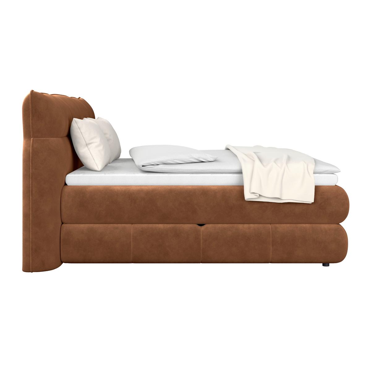 Boxspring Krevet Carmelo - bakrene boje/crna, Trend, tekstil/plastika (180/200cm) - Premium Living