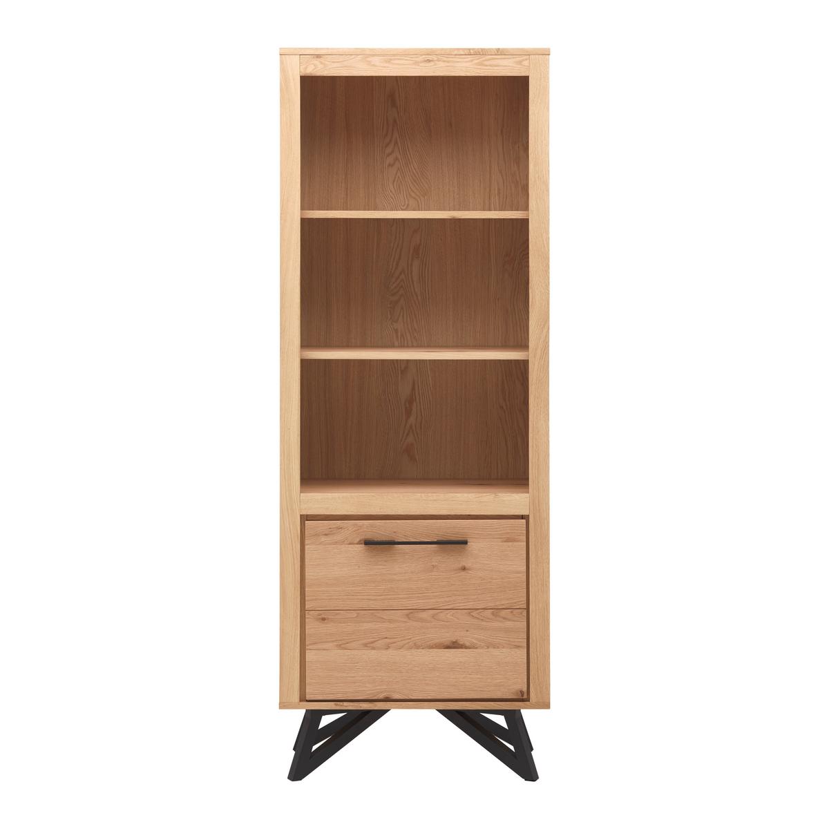 Vitrine Emilio Eichefarben/Schwarz MDF - Eichefarben/Schwarz, MODERN, Holz/Metall (65/175/40cm) - Bessagi Home