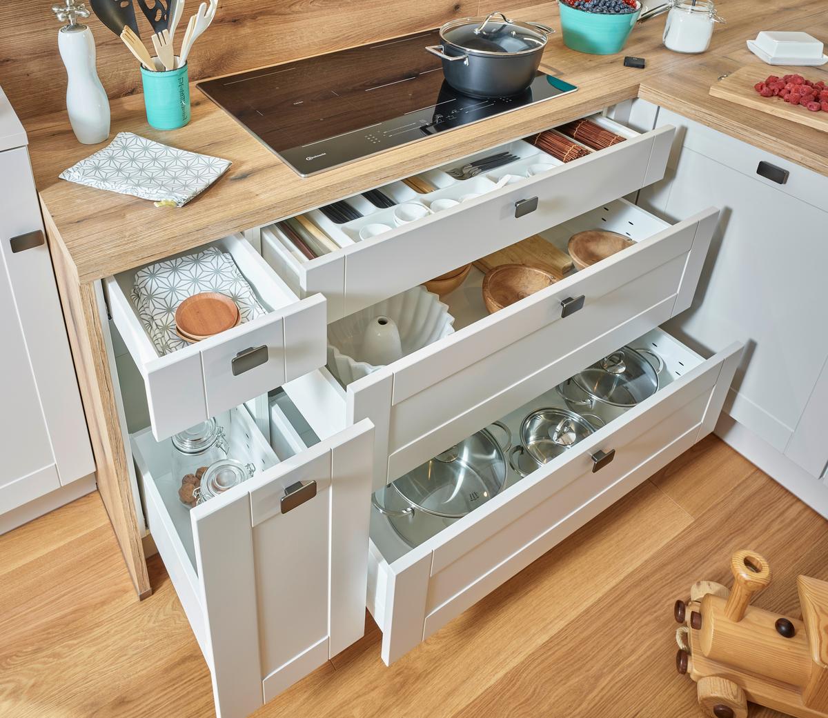 Einbauküche in Grau/Kaschmir - Kaschmir/Grau, MODERN, Holzwerkstoff - Pino
