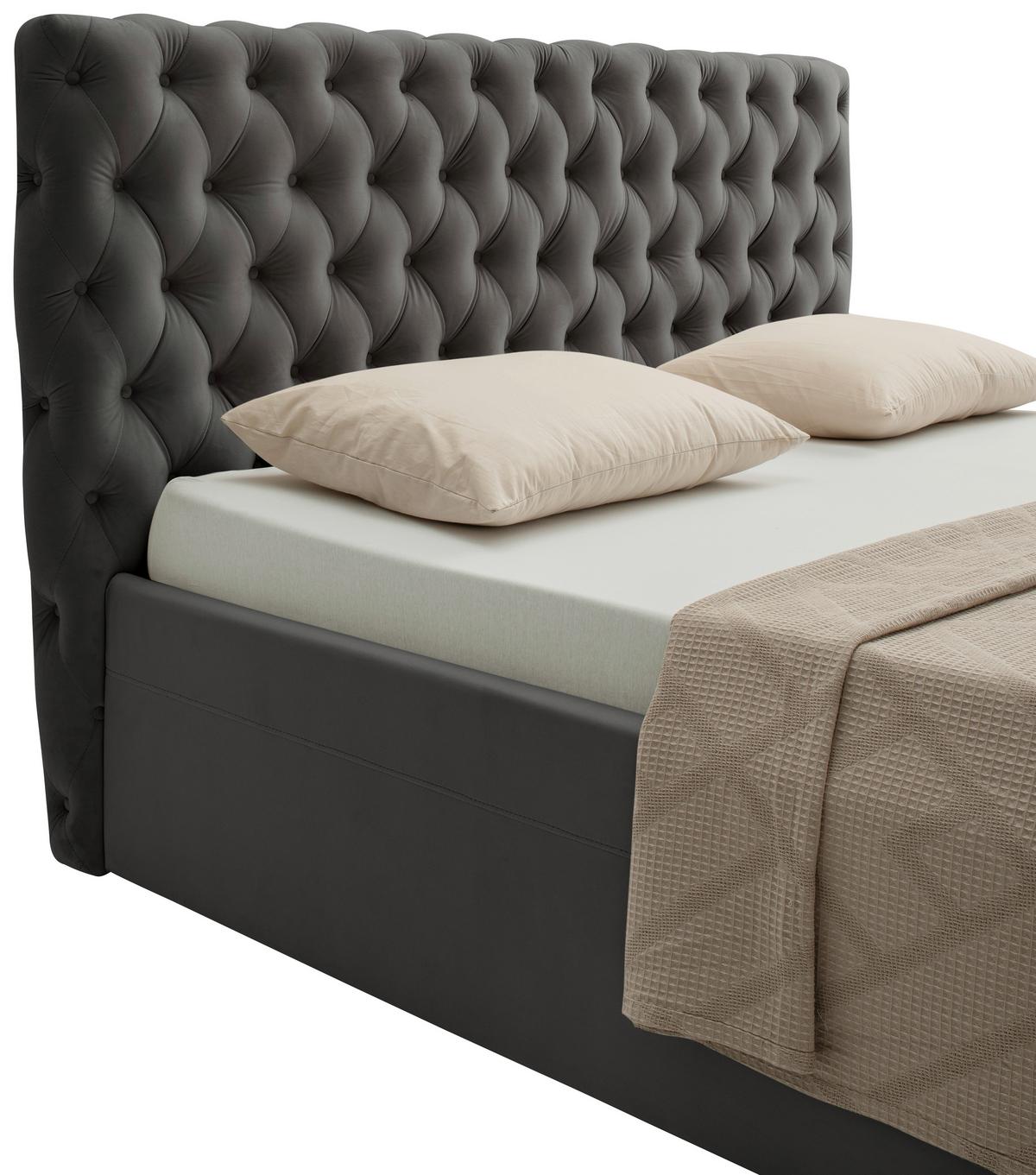 Polsterbett Katar Grau ca. 140x200cm - Schwarz/Grau, KONVENTIONELL, Textil (140/200cm) - Mömax