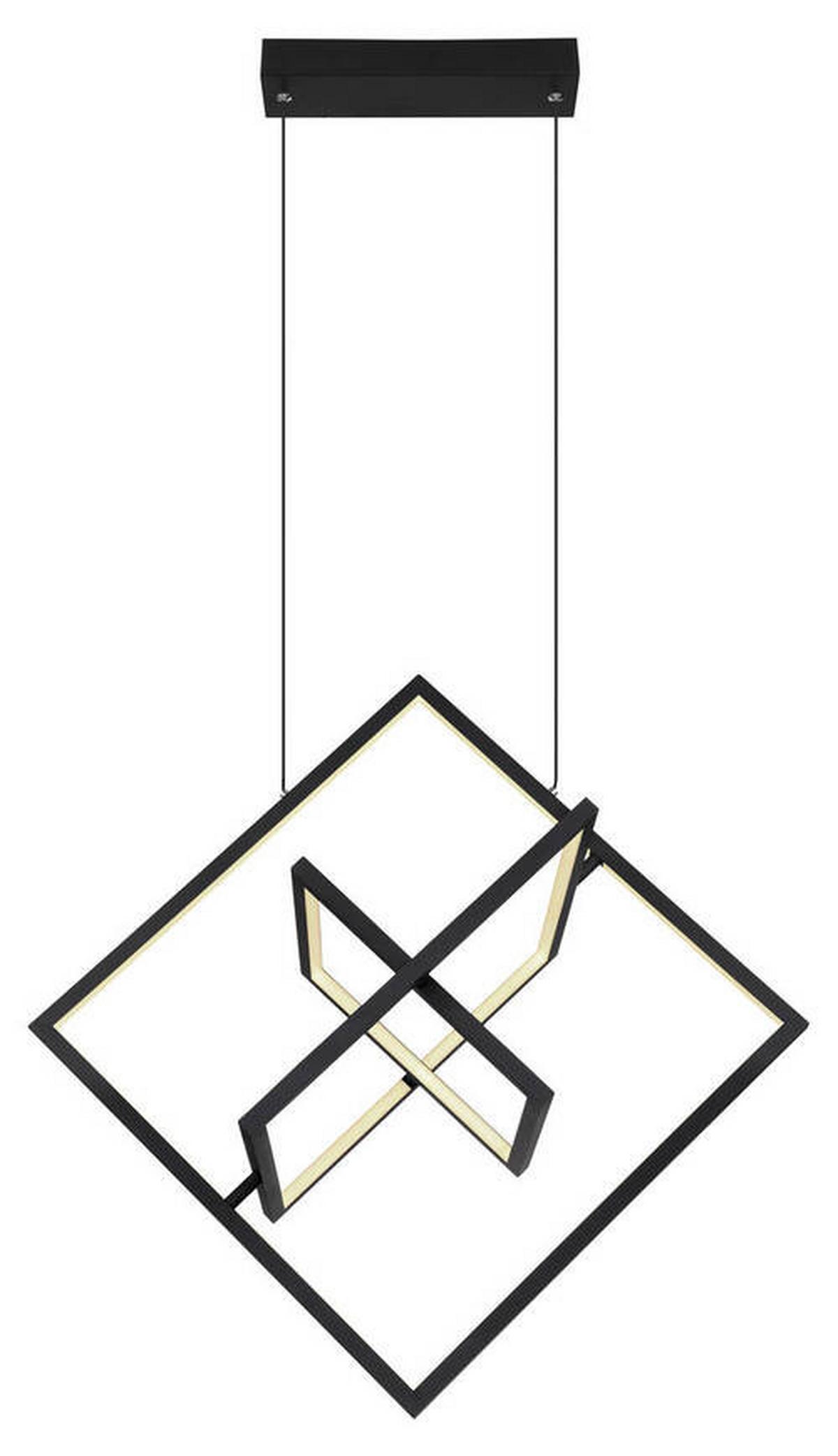 Viseča Led-svetilka Wolfhard, S Sijalko - črna/opal, Design, kovina/umetna masa (70,7/50/150cm) - Globo