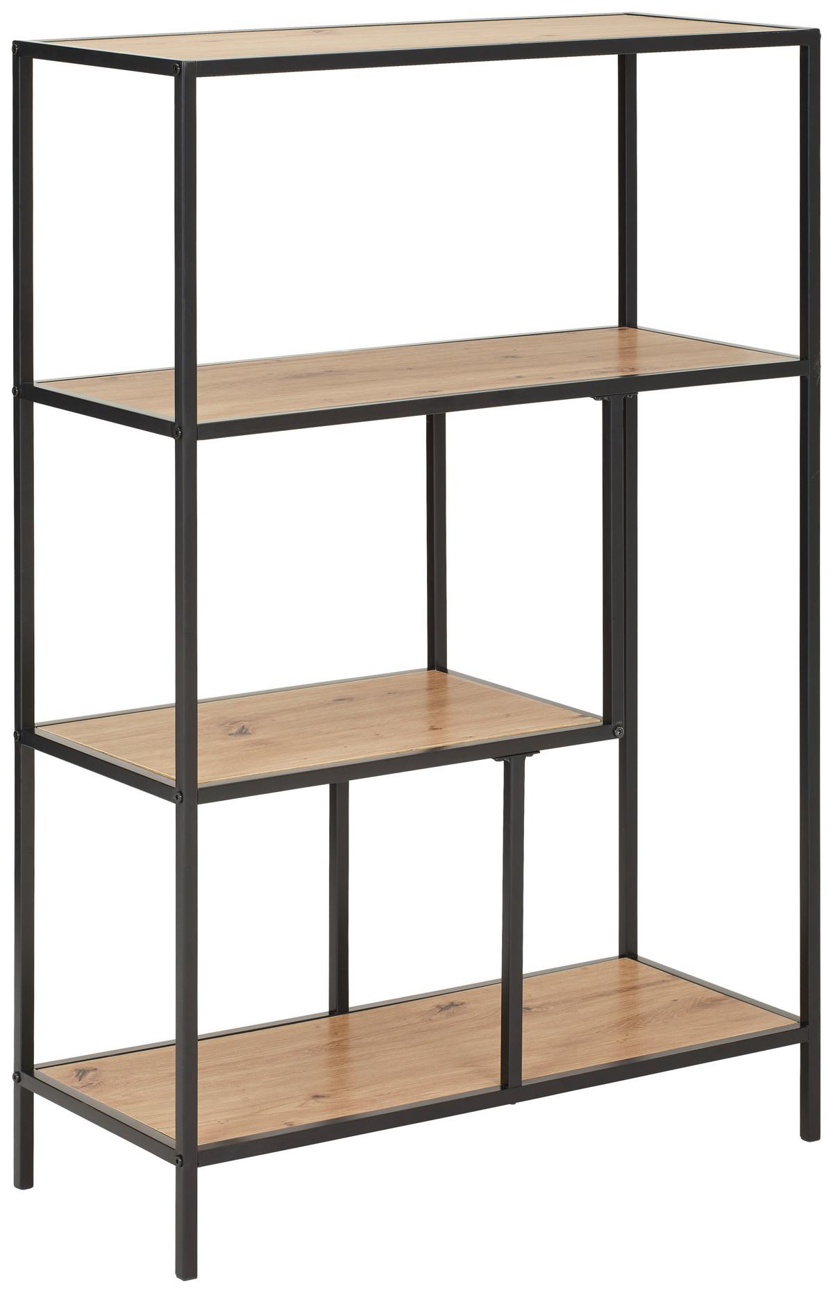 REGAŁ ROCKY - kolor dębowy/czarny, Trend, materiał drewnopochodny/metal (77/115/33cm) - Xora