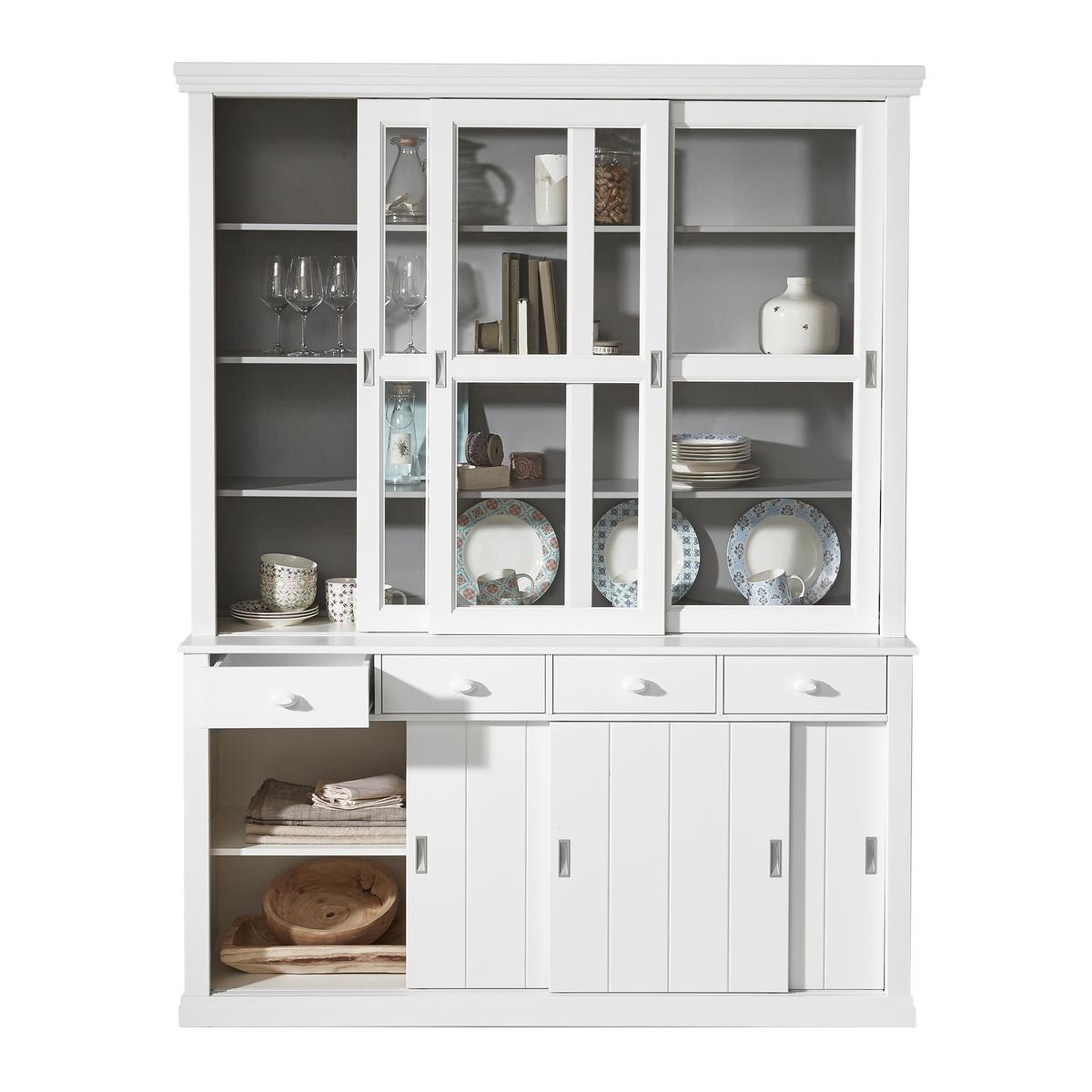 Vitrine Lagos Weiß - Schwarz/Weiß, Design, Glas/Holz (166/214/48cm) - Livetastic