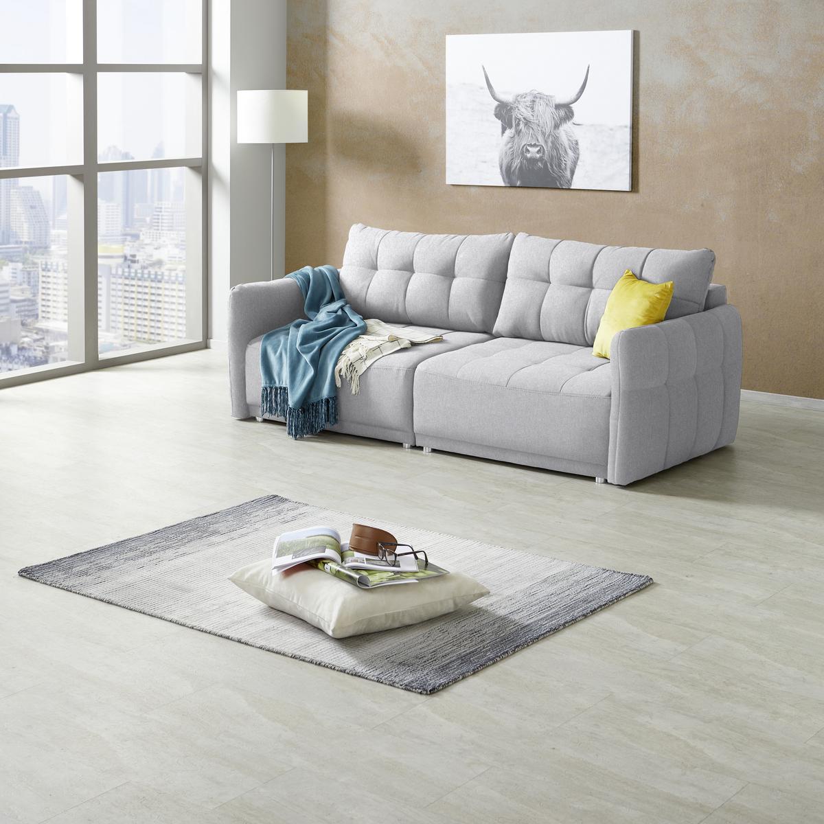 Kanapéágy Modena - világosszürke, Natur, textil (223/92/107cm) - Mömax