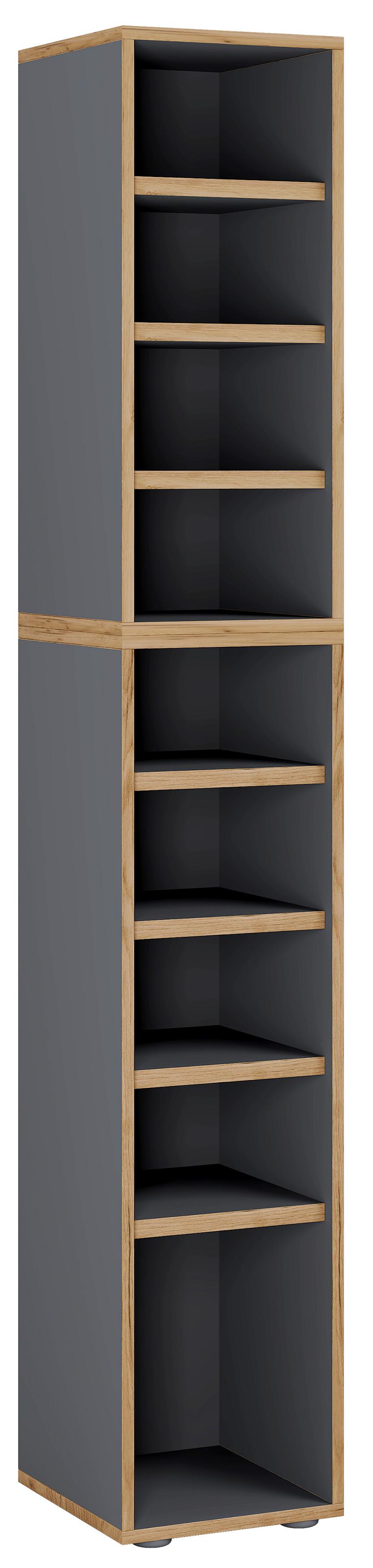 Regal Za Čevlje Salia, Antracit, Barva Hrasta - črna/medeni hrast, Design, umetna masa/leseni material (30/183/33cm) - MID.YOU