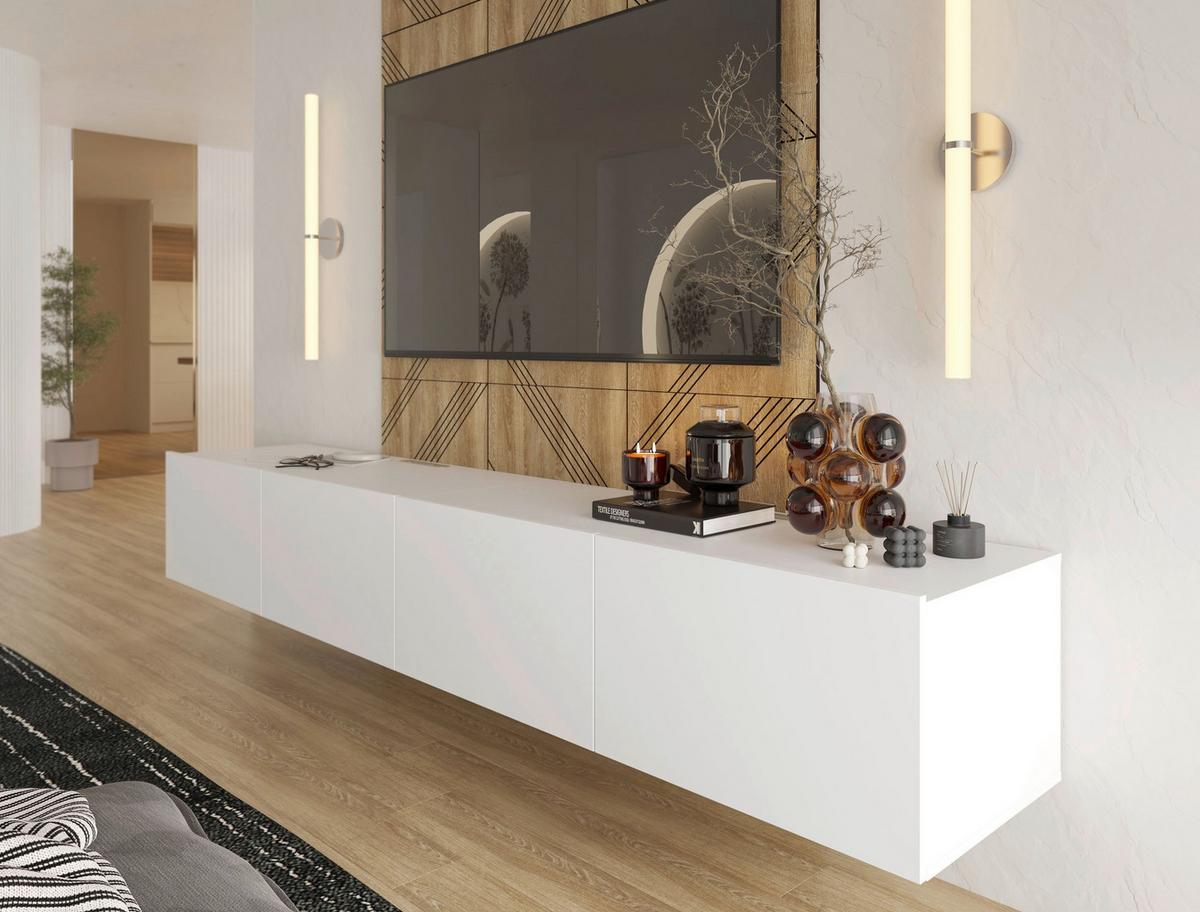 KOMODA NISKA NEWNIQ - biały, Design, materiał drewnopochodny (240/36,7/45cm) - Hom`in