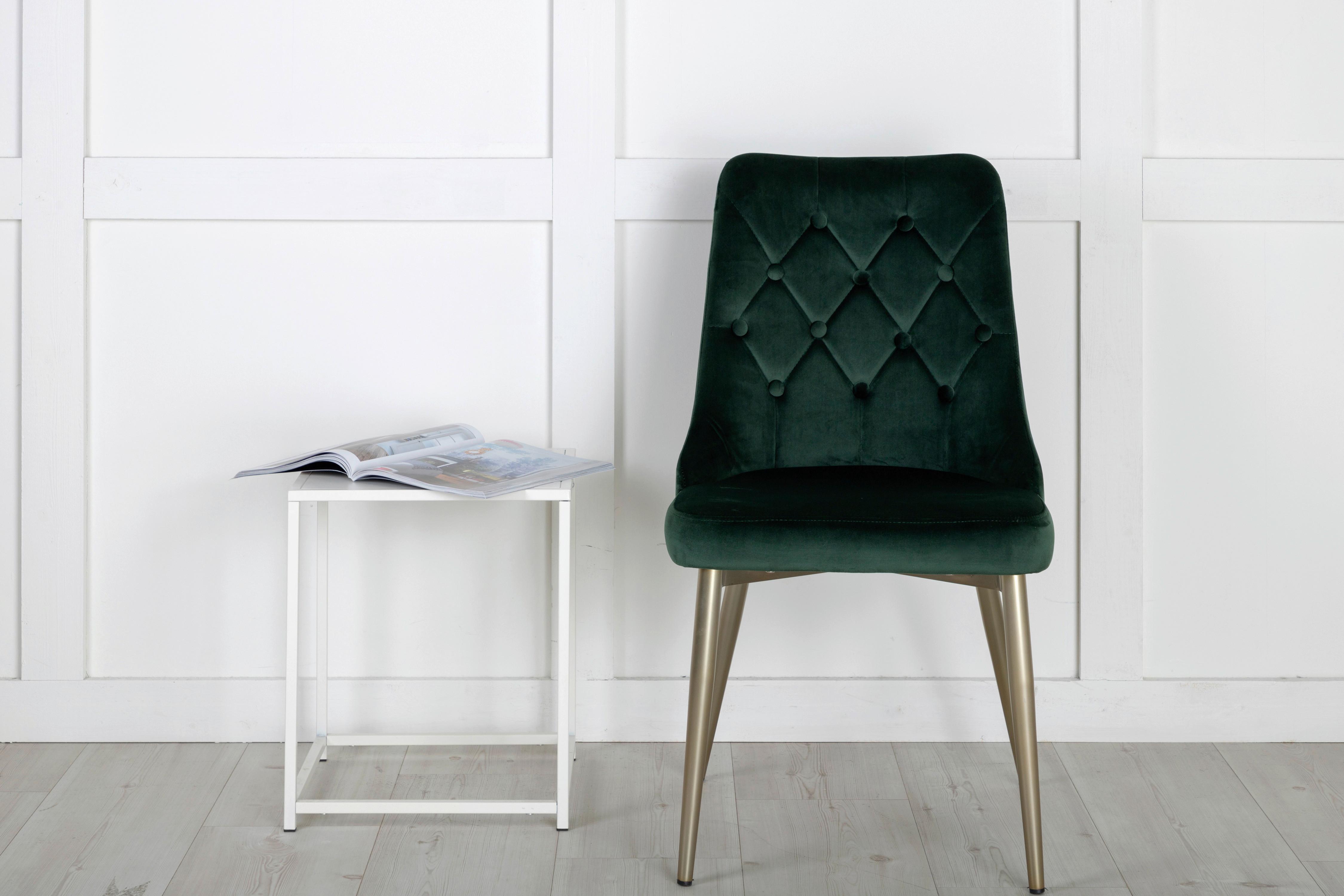 STUHL-SET VELVET DELUXE - Goldfarben/Grün, Design, Kunststoff/Textil (50/88.5/66cm) - Livetastic