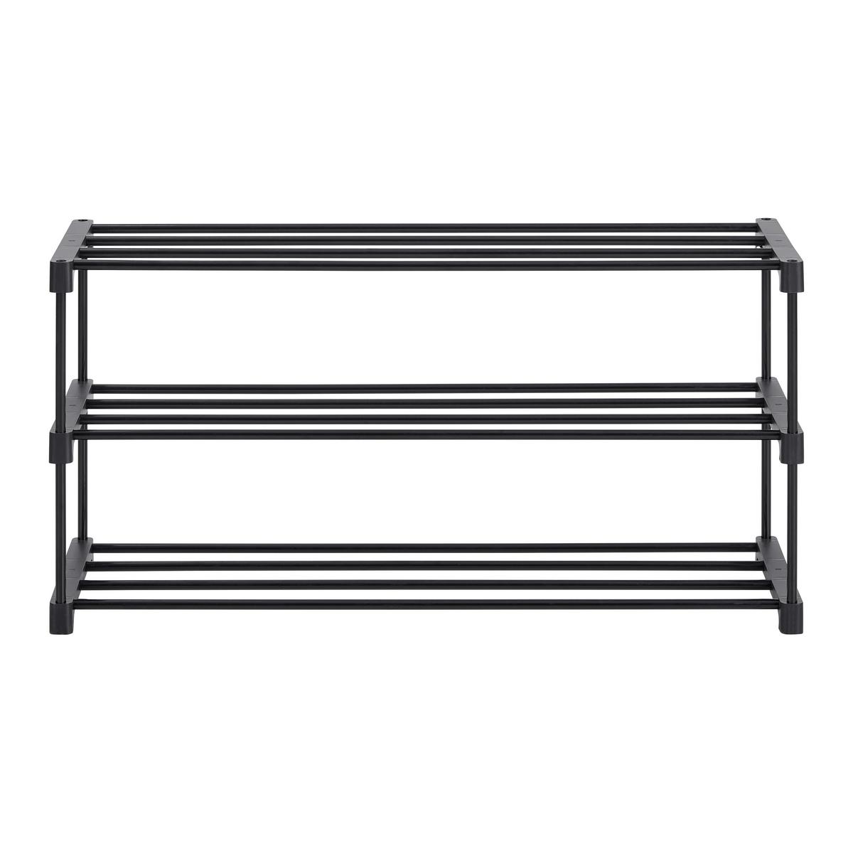 Schuhregal Grando Schwarz - Schwarz, Konventionell, Kunststoff/Metall (94/194/30cm) - Based