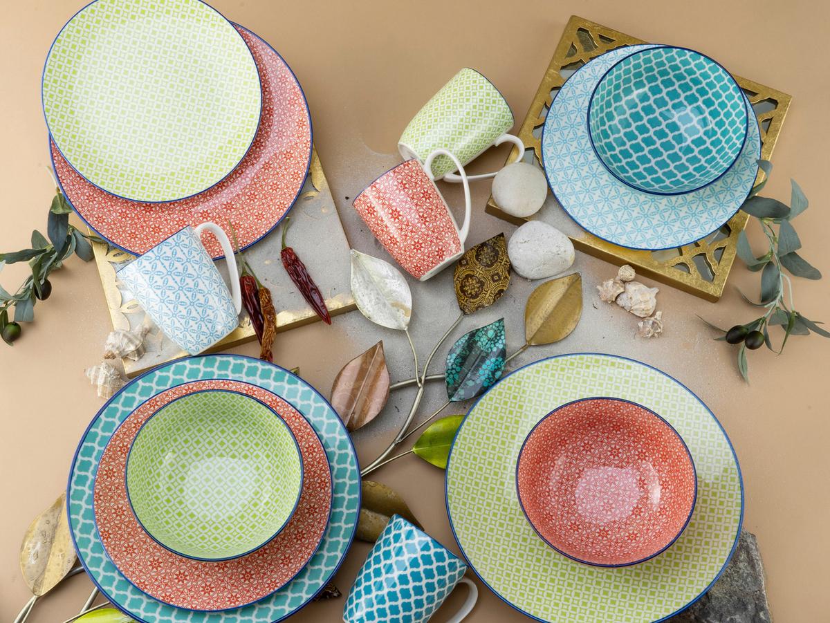 Kombinirani Servis Mediterran, 16-Delni - večbarvno, keramika - Creatable