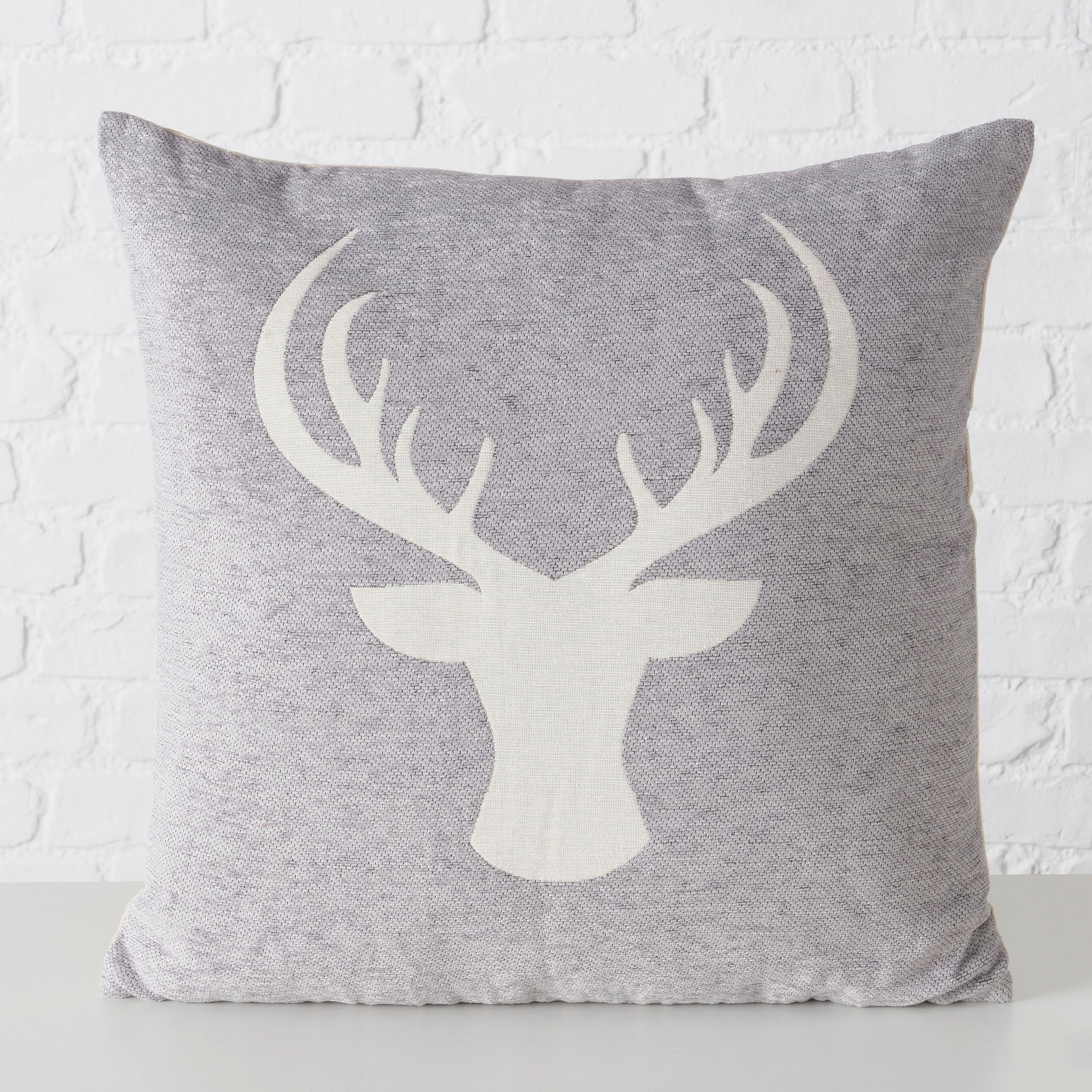 Zierkissen Olivo Grau/Weiß ca. 45x45cm - Weiß/Grau, ROMANTIK / LANDHAUS, Textil (45/45cm)