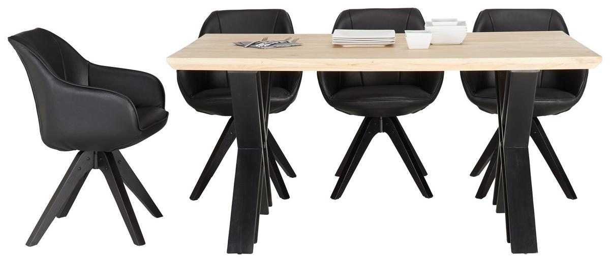 Esstisch aus Akazie massiv - Schwarz/Naturfarben, Lifestyle, Holz (160/90/76cm) - Zandiara