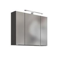 Spiegelschrank Arezzo mit LED 3-türig ca. 80x64 cm Grau - Alufarben, Basics, Glas/Holzwerkstoff (80/64/20cm) - Held