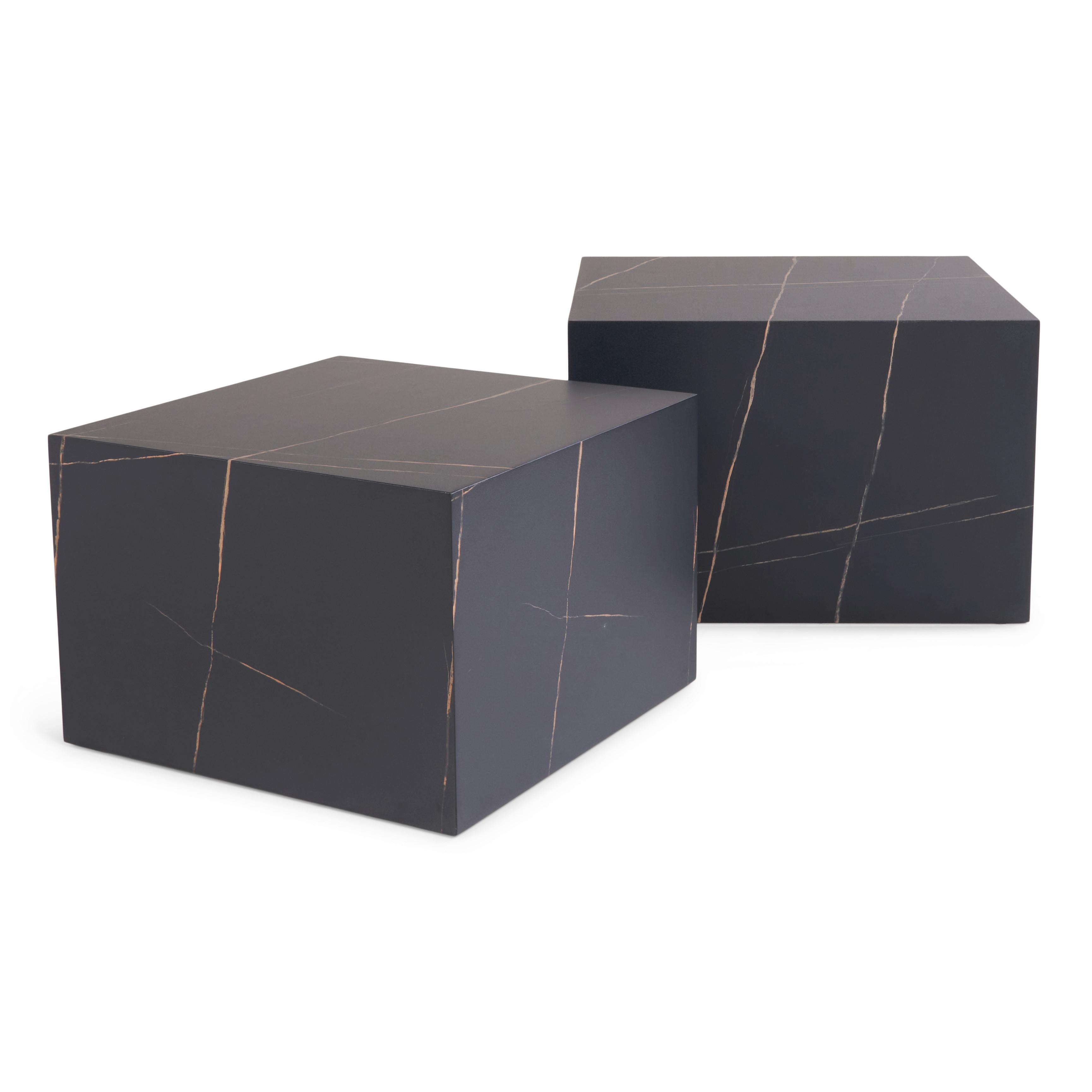 Klubska Miza Herringone - črna, Moderno, leseni material (52/60/35/40/52/60cm) - Mömax