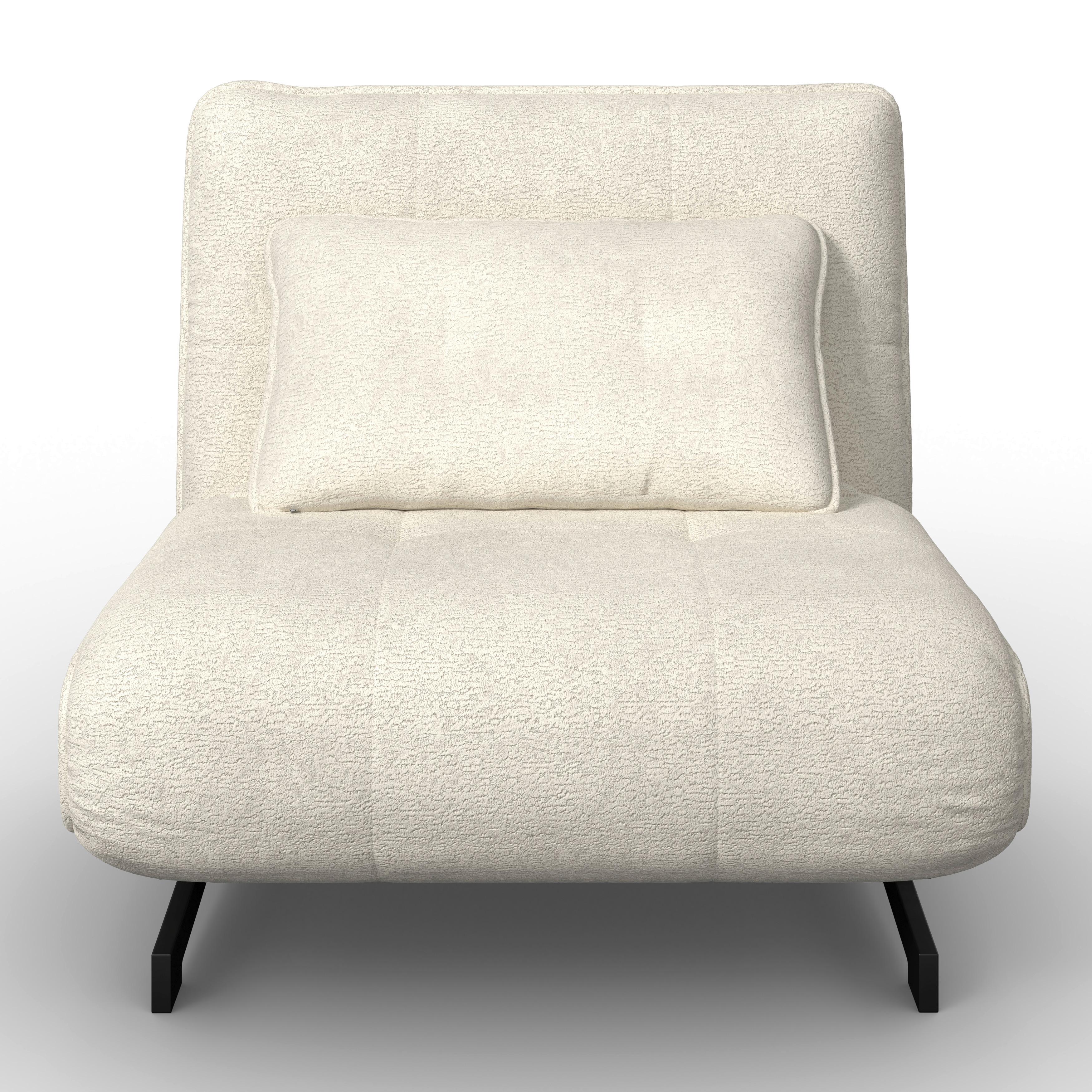 Schlafsessel Luna Bouclé Weiß - Schwarz/Weiß, MODERN, Textil/Metall (92/40/66cm) - Bessagi Home