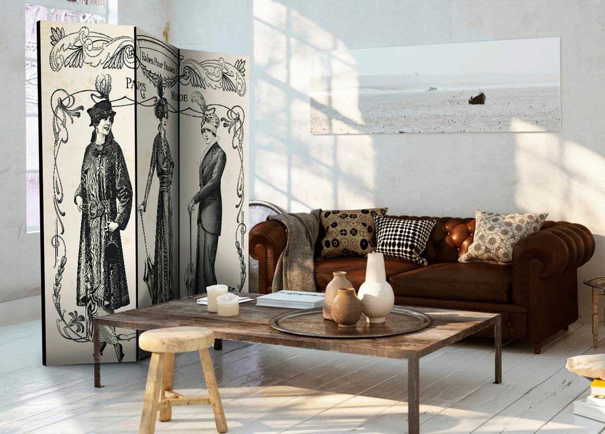 Paravan Dress 1914, 3-Delni, Akustičen - temno siva/svetlo siva, Basics, umetna masa/tekstil (135/172/3cm) - artgeist