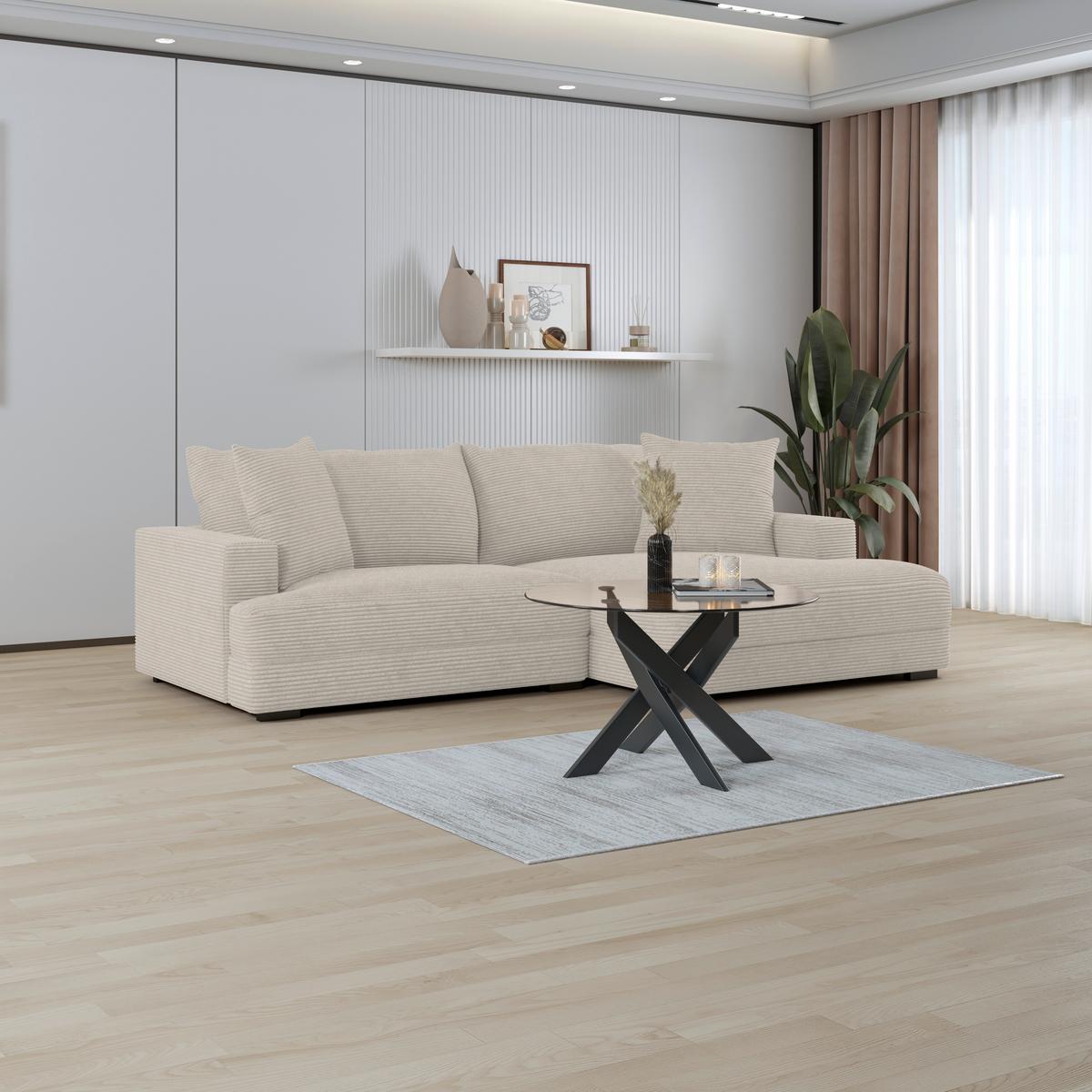 Kutna Garnitura Pelle - bež/crna, Moderno, tekstil (265/180cm)