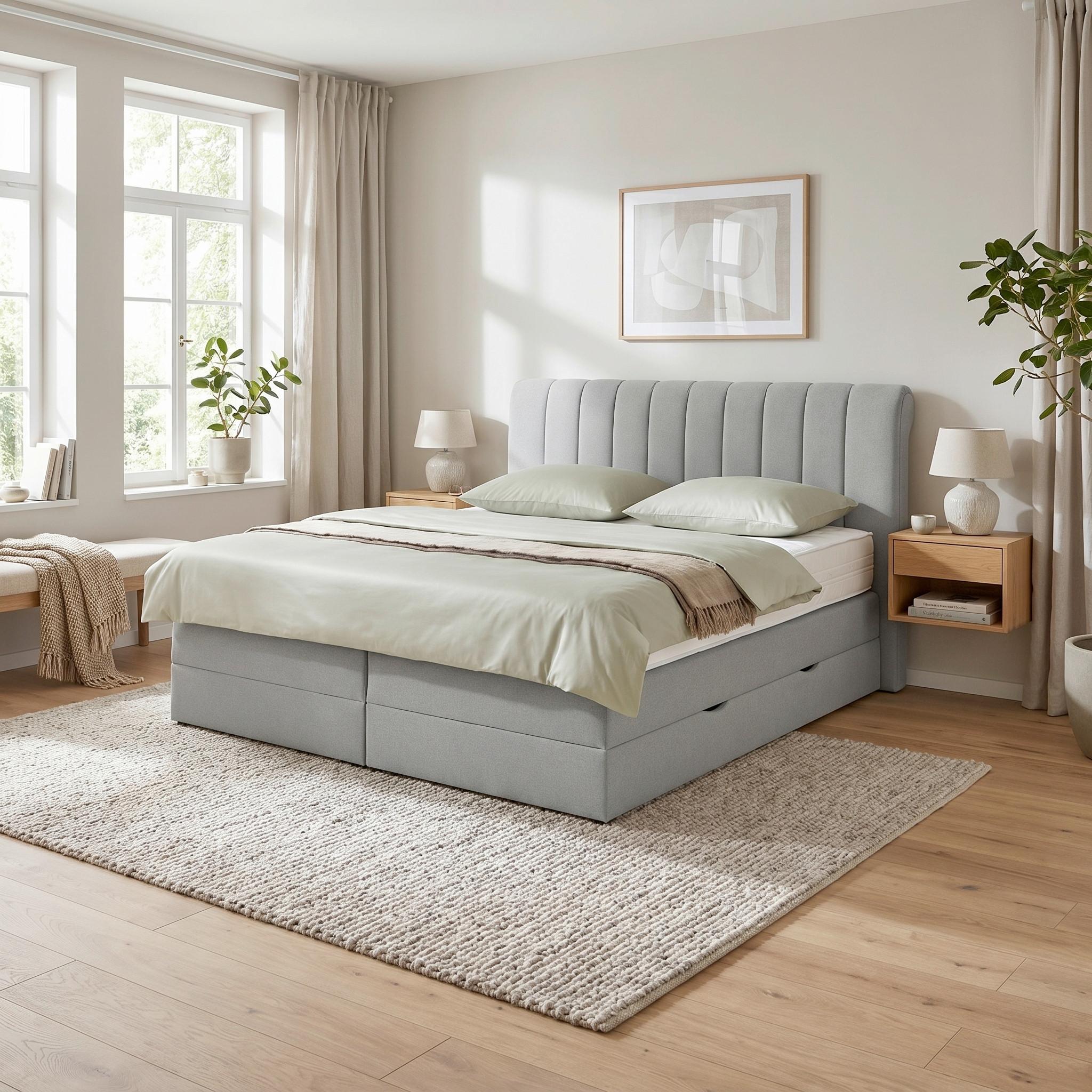 Boxspringbett Belano Dunkelgrau ca. 180x200cm - Dunkelgrau, KONVENTIONELL, Holz/Holzwerkstoff (180/200cm) - Premium Living