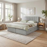 Boxspringbett Belano Dunkelgrau ca. 180x200cm - Dunkelgrau, KONVENTIONELL, Holz/Holzwerkstoff (180/200cm) - Premium Living