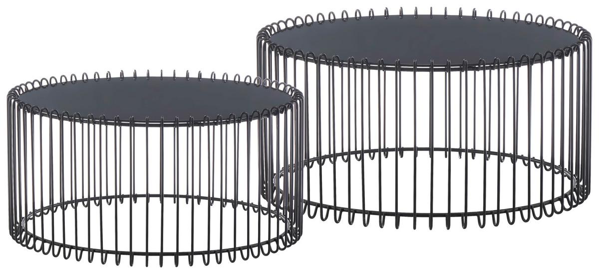 Măsuță de cafea ANTHEA - negru, Modern, sticlă/metal (70/60/34/31/70/60cm) - Modern Living
