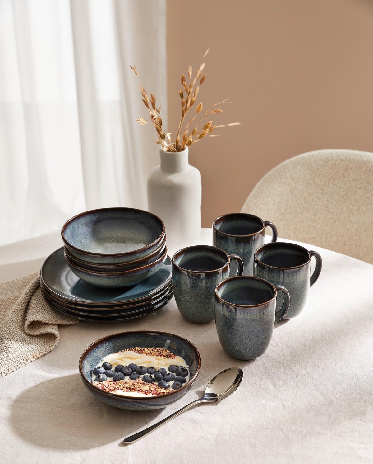 SERWIS ŚNIADANIOWY LAVE GRIS VILLEROY & BOCH - ciemnoszary, Basics, ceramika (34,5/19,4/32cm) - Villeroy & Boch