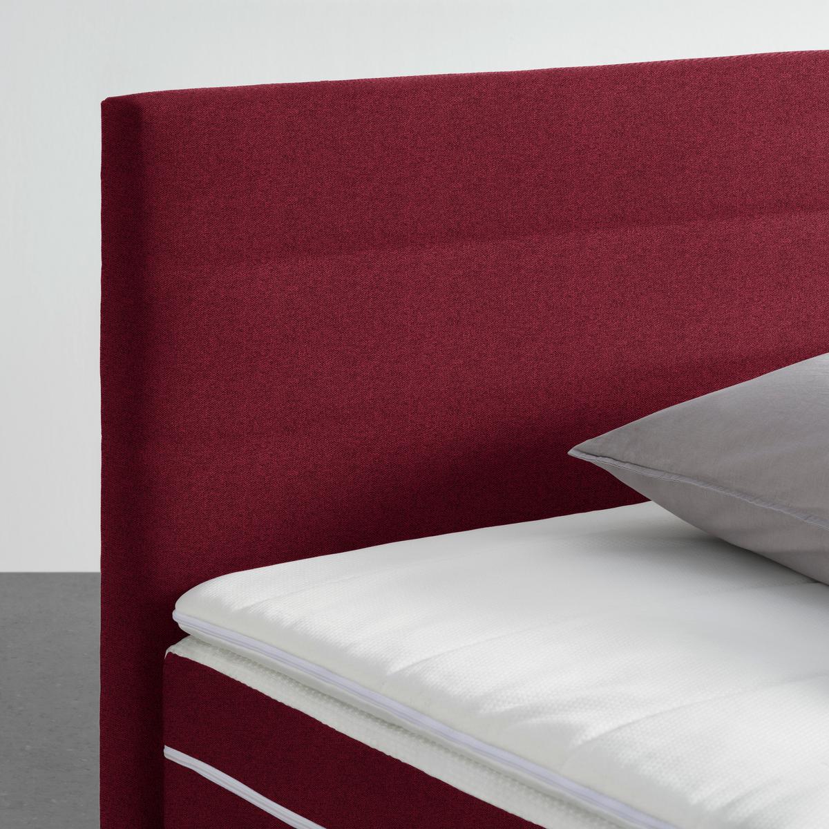 Boxspringbett Palermo in Weinrot ca. 180x200cm - Chromfarben/Weinrot, KONVENTIONELL, Kunststoff/Textil (180/200cm) - Based