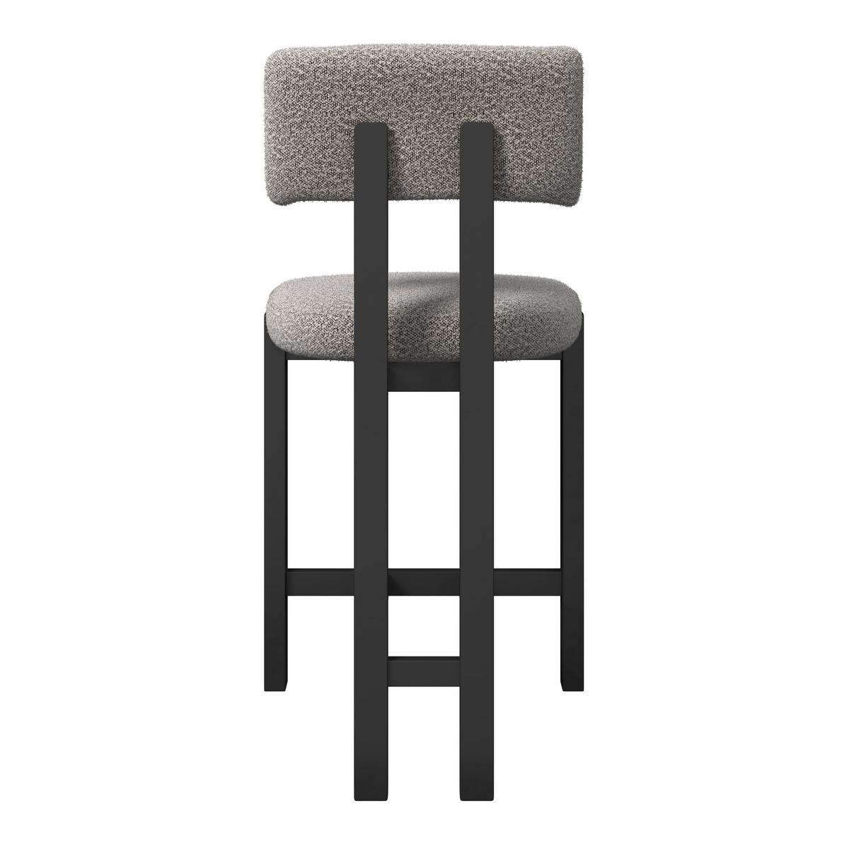 Barhocker Jonna Hellgrau Bouclé Gepolstert - Hellgrau/Schwarz, MODERN, Holz/Textil (51/102/54cm) - Bessagi Home