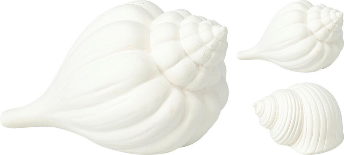 Dekor Kagyló Shell - fehér, Trend, kerámia (12/10/7,5cm)