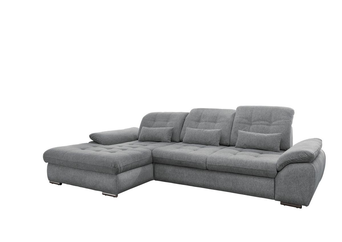 Ecksofa Rigatti mit Bettkasten ca. 184x314 cm Silberfarben - Chromfarben/Anthrazit, MODERN, Textil/Metall (184/314cm) - Livetastic
