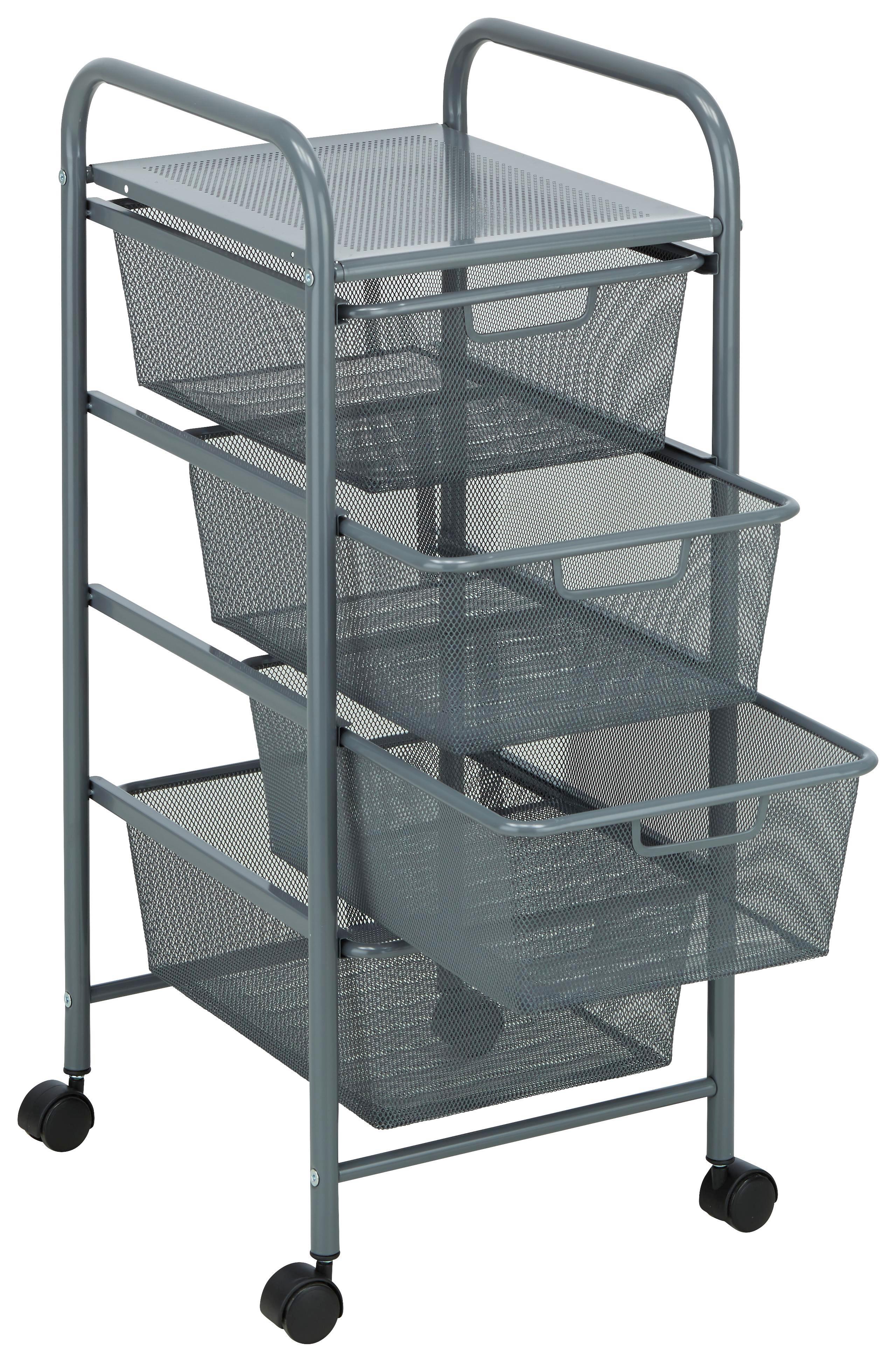 Rollcontainer Grau - Schwarz/Weiß, MODERN, Kunststoff/Metall (33/79/39cm) - Mömax modern living