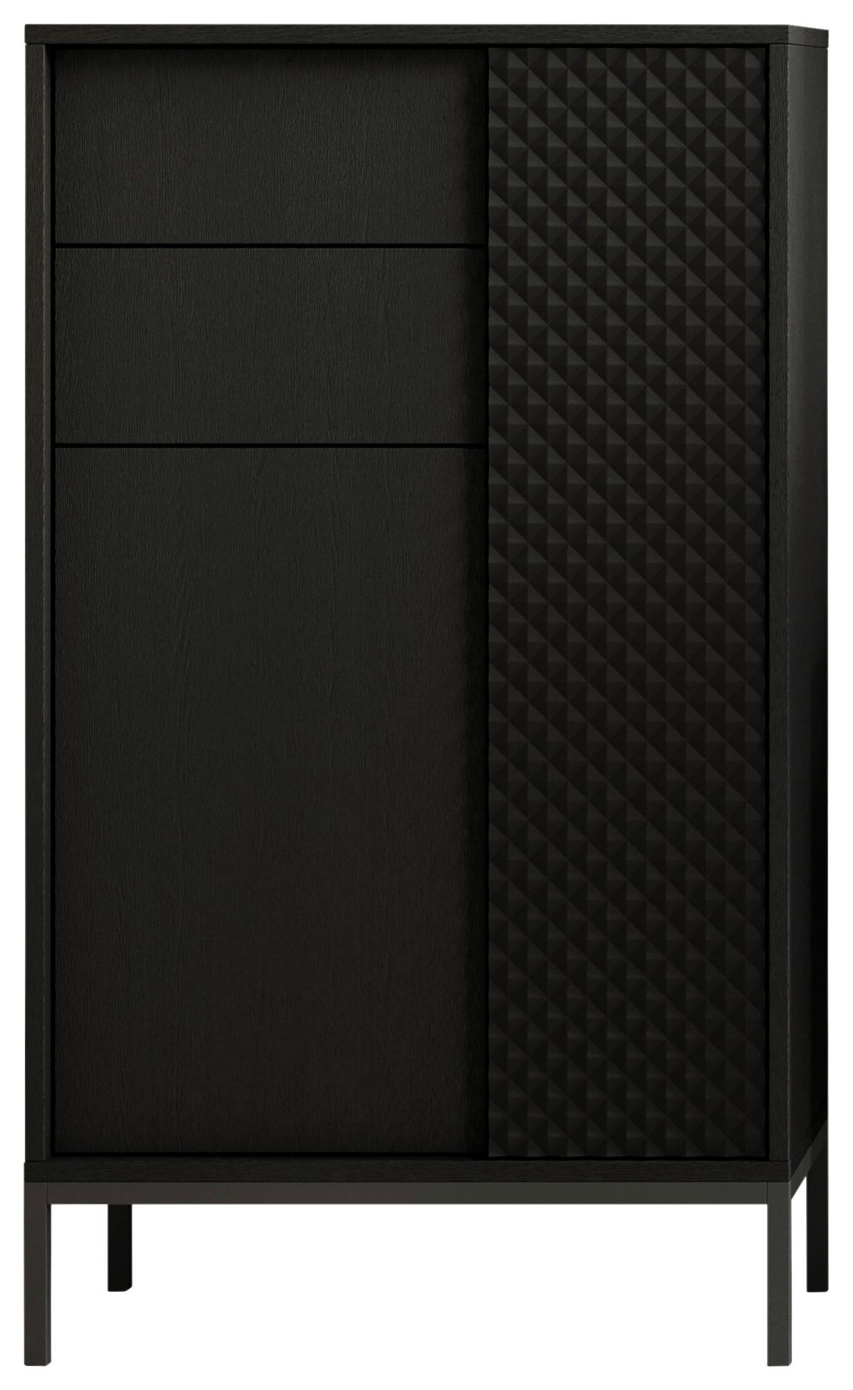 SZAFKA ŚREDNIA BERLIN - czarny, Modern, materiał drewnopochodny/metal (60/106/32cm) - MID.YOU