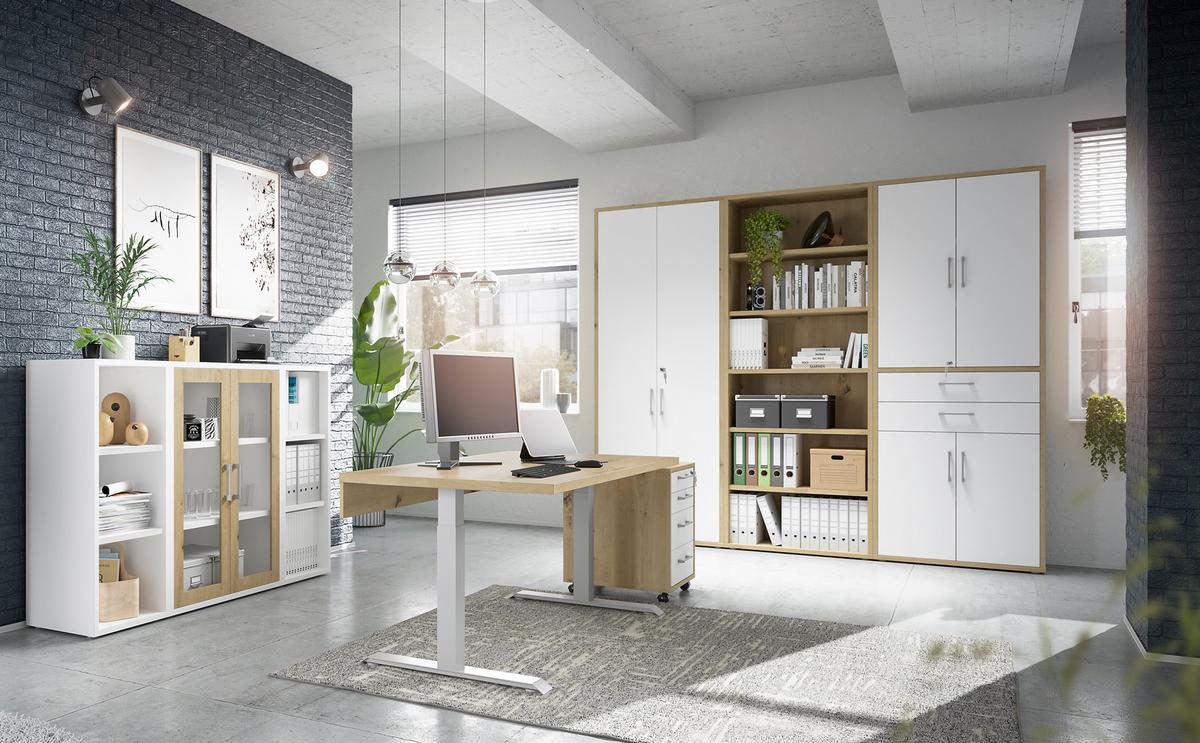 Türenset Big Profi Office - Weiss/Alufarben, Modern, Holzwerkstoff/Metall (77/211/40cm) - Mömax