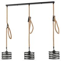 Hängeleuchte Everin max. 40 Watt - Schwarz/Naturfarben, MODERN, Naturmaterialien/Metall (75/100cm) - Modern Living