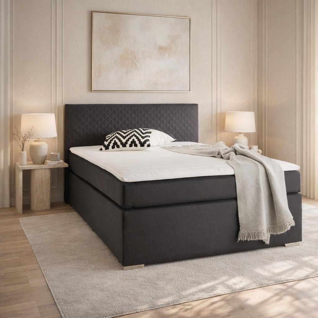 Boxspring Postelja Mali New, Črna, 140x200 - barve kroma/črna, Konvencionalno, umetna masa/tekstil (140/200cm) - Mömax