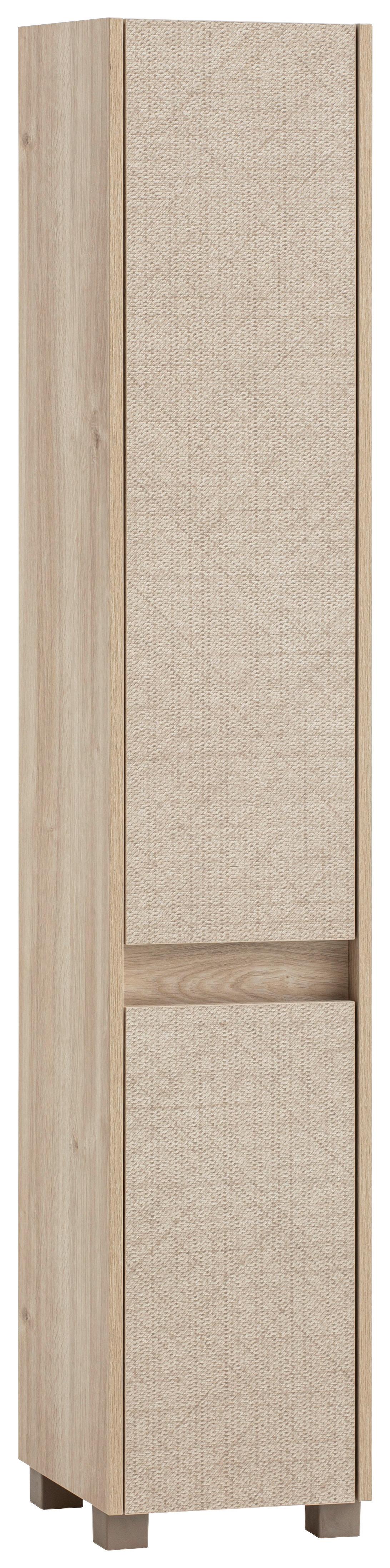 Hochschrank Sander Eiche/Beige - Beige/Schwarz, MODERN, Holzwerkstoff/Kunststoff (30,2/164,5/33cm) - MID.YOU