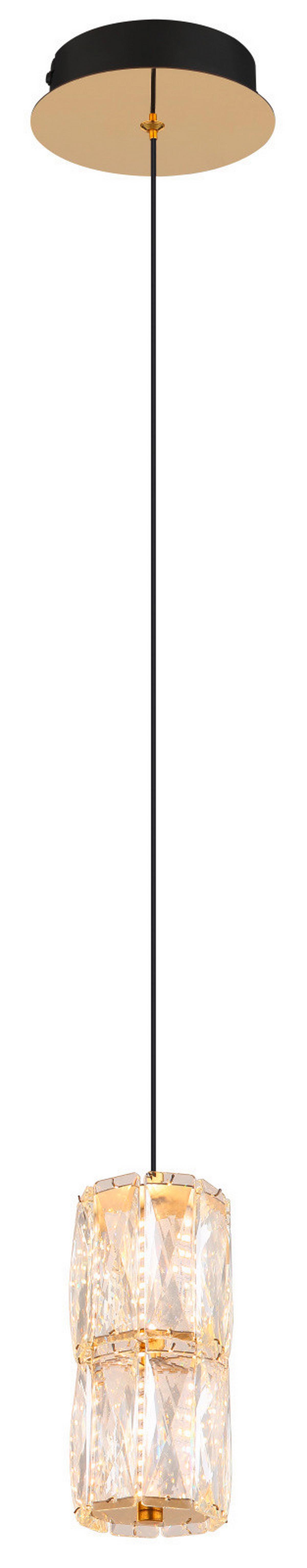 LED-HÄNGELEUCHTE 16051 - Goldfarben/Schwarz, Konventionell, Glas/Kunststoff (14/150cm) - Globo