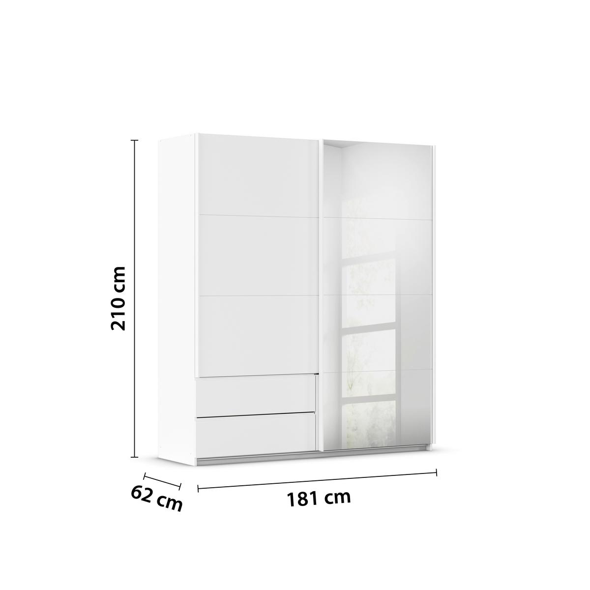 Schwebetürenschrank Elara Weiß - Weiß, KONVENTIONELL, Holzwerkstoff/Metall (181/210/62cm) - Premium Living