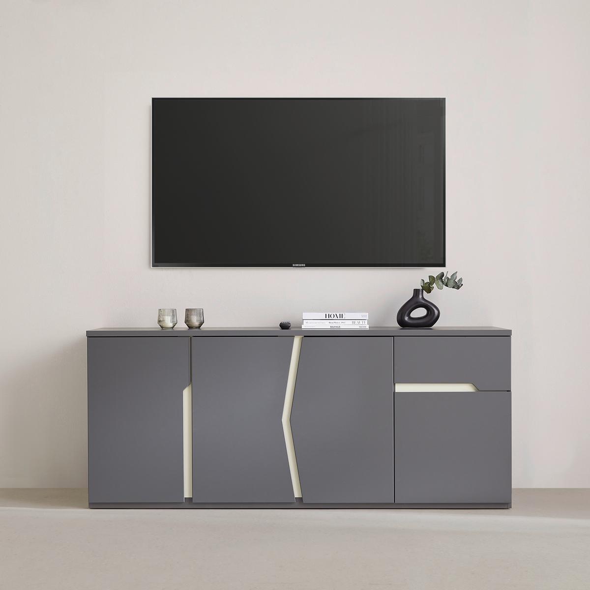 lowboard in Grau/Graphitfarben - couleur graphite/gris, Modern, matière synthétique/matériau de bois (164/69/42cm) - Premium Living