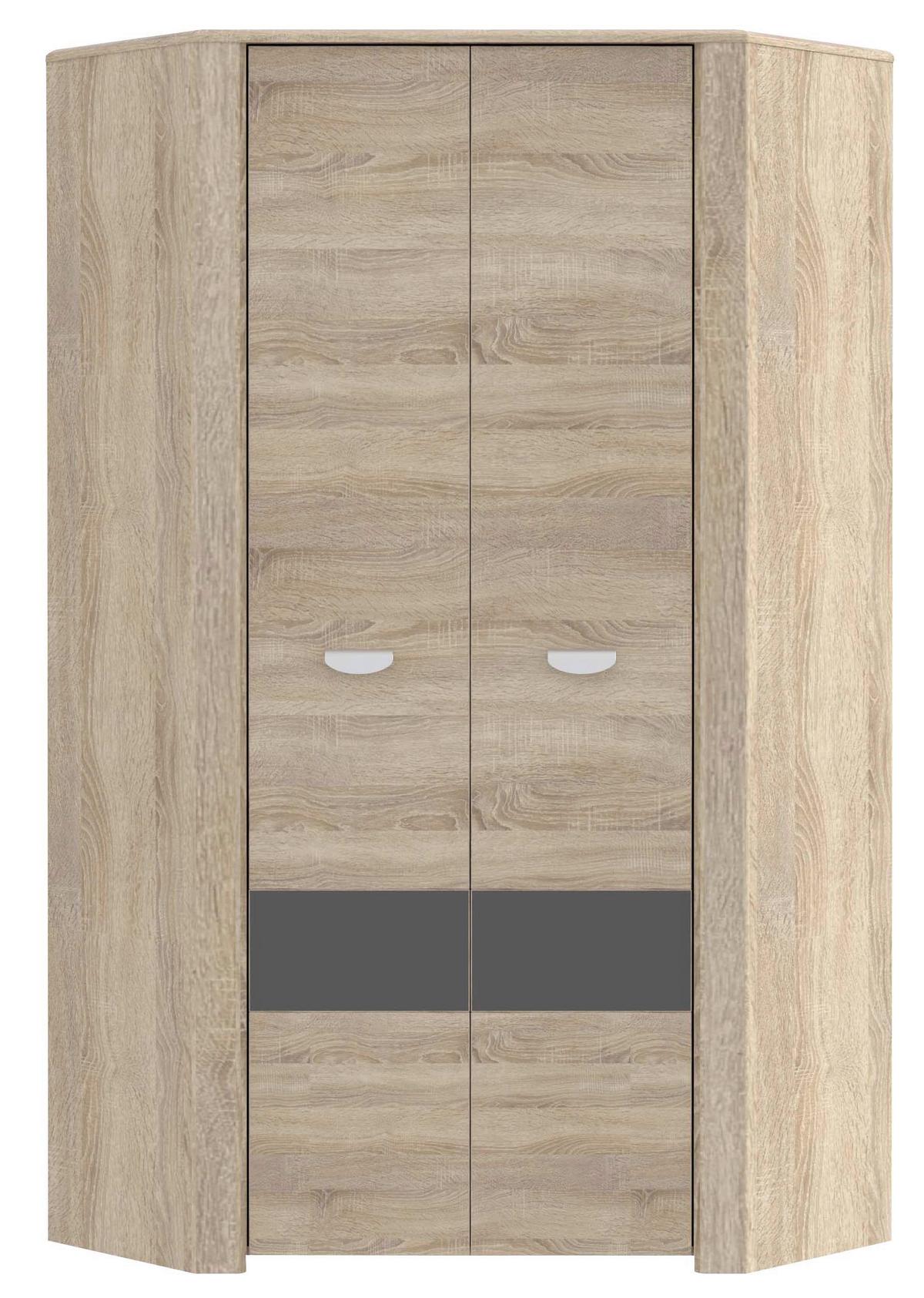 Kotna Omara Za Oblačila Yoop, Barva Hrasta, Antracit - siva/barve aluminija, Design, kovina/umetna masa (97.4/194,4/97,4cm) - Carryhome