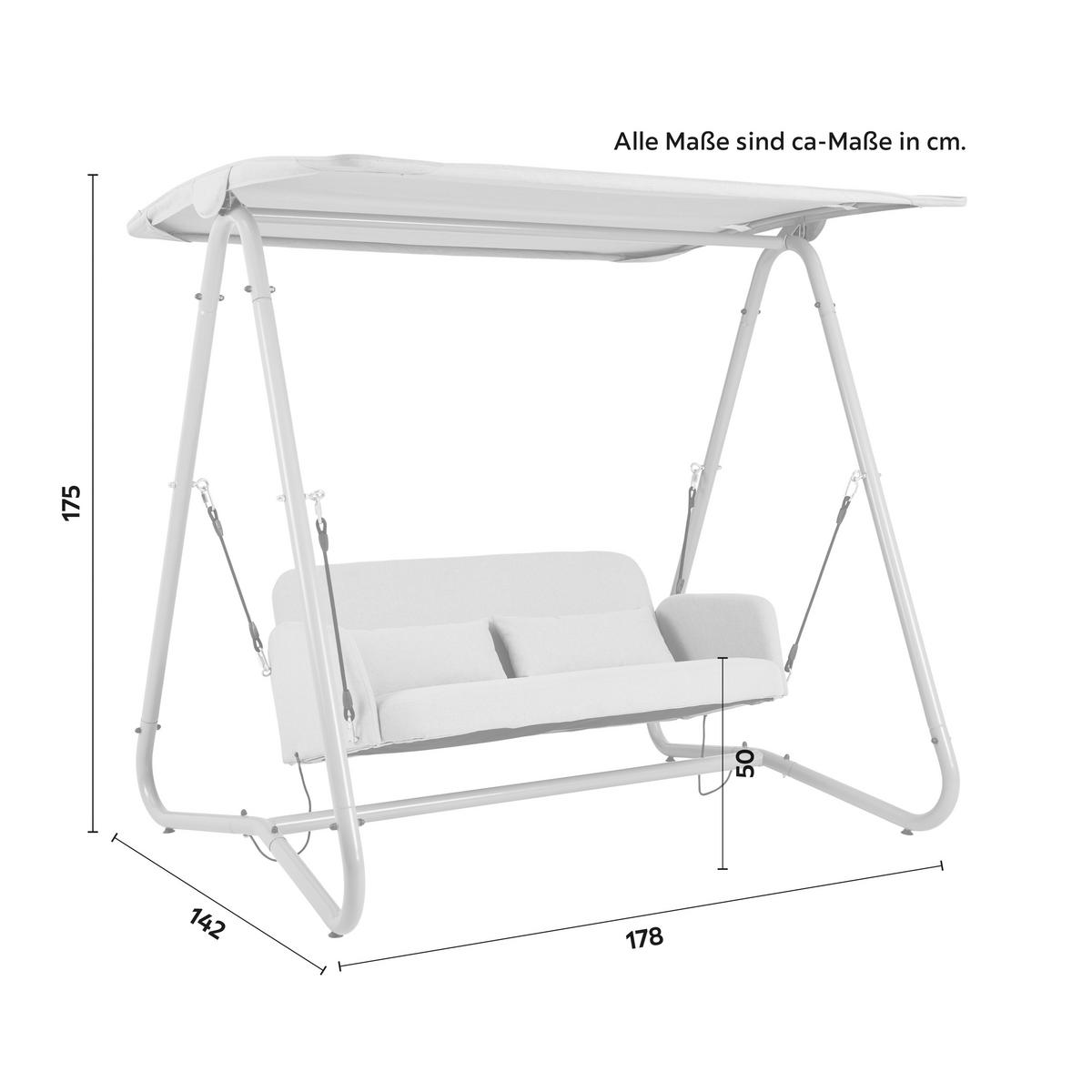 Gugalnica Ilva Blu, Svetlo Siva, Jeklo - svetlo siva, Moderno, kovina/tekstil (178/175/142cm) - Bessagi Garden