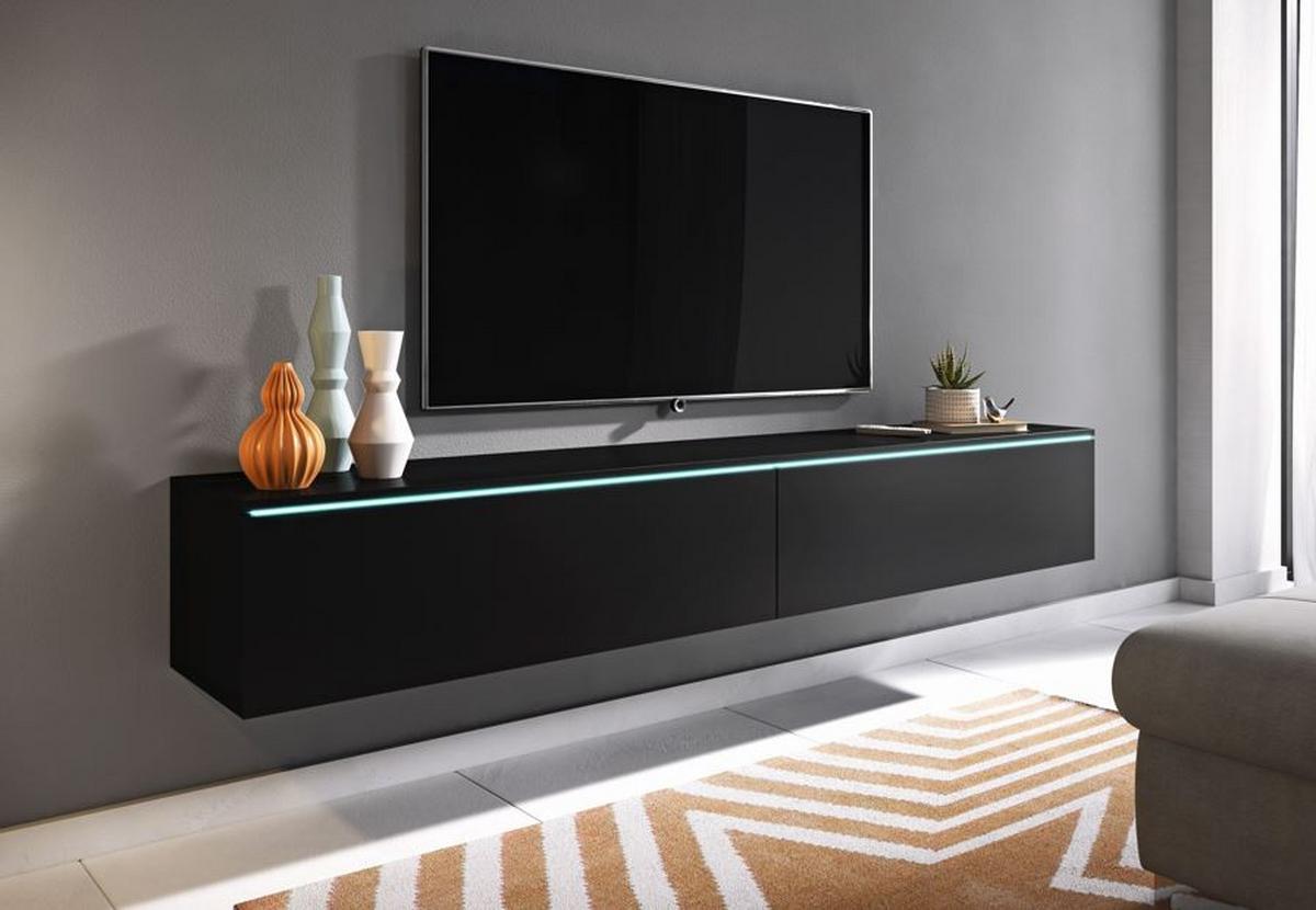 Nizka Omarica Lowa, Črna, Led - črna/siva, Trendi, umetna masa/leseni material (180/30/33cm) - P & B