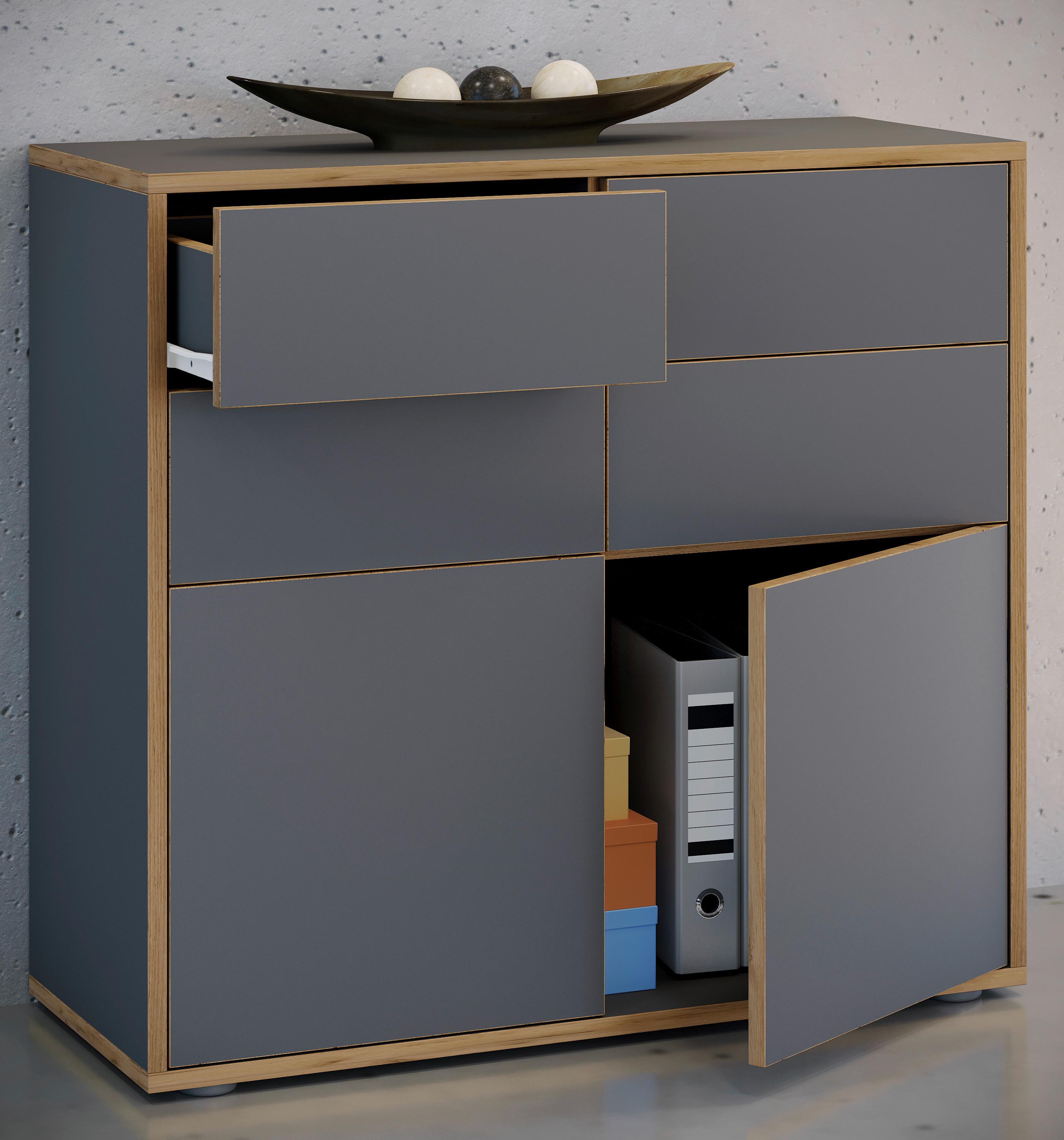 KOMMODE SALIA B100 - Honigeiche/Anthrazit, Design, Holzwerkstoff/Kunststoff (100/74/33cm) - MID.YOU
