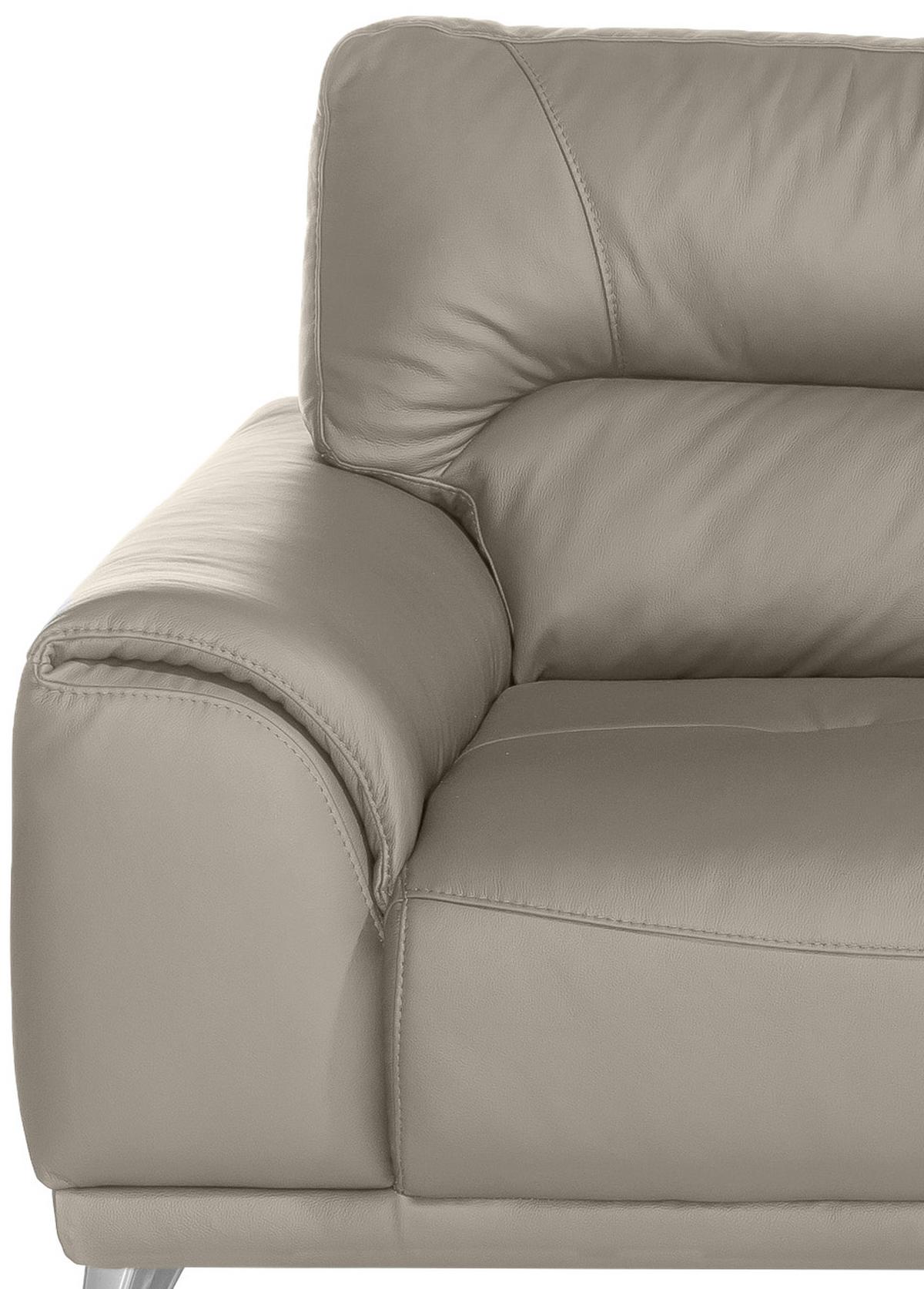 Dreisitzer-Sofa in Sandfarben ´FRISCO´ - Sandfarben/Chromfarben, MODERN, Textil/Metall (210/92/96cm) - MID.YOU