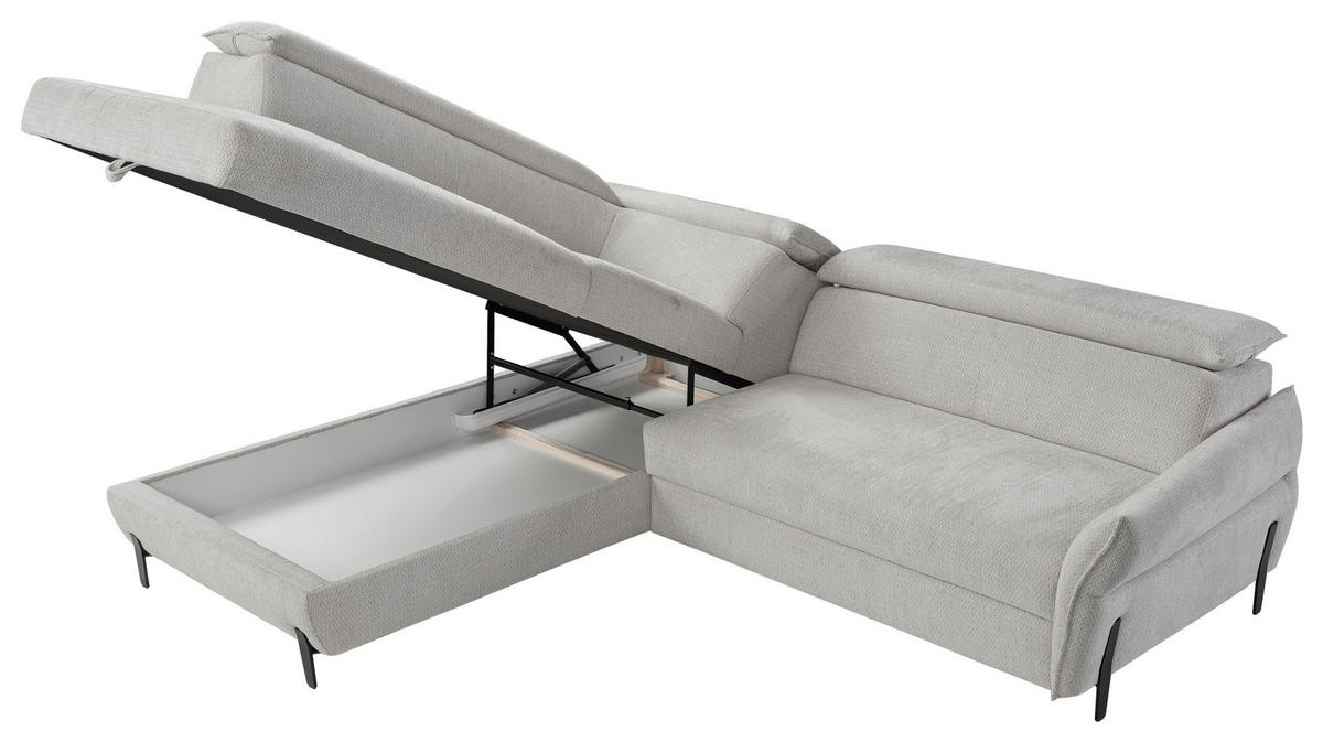 Kutna Garnitura Romeo - svijetlo siva/crna, Moderno, tekstil/metal (207-212/76-95/257cm) - Modern Living