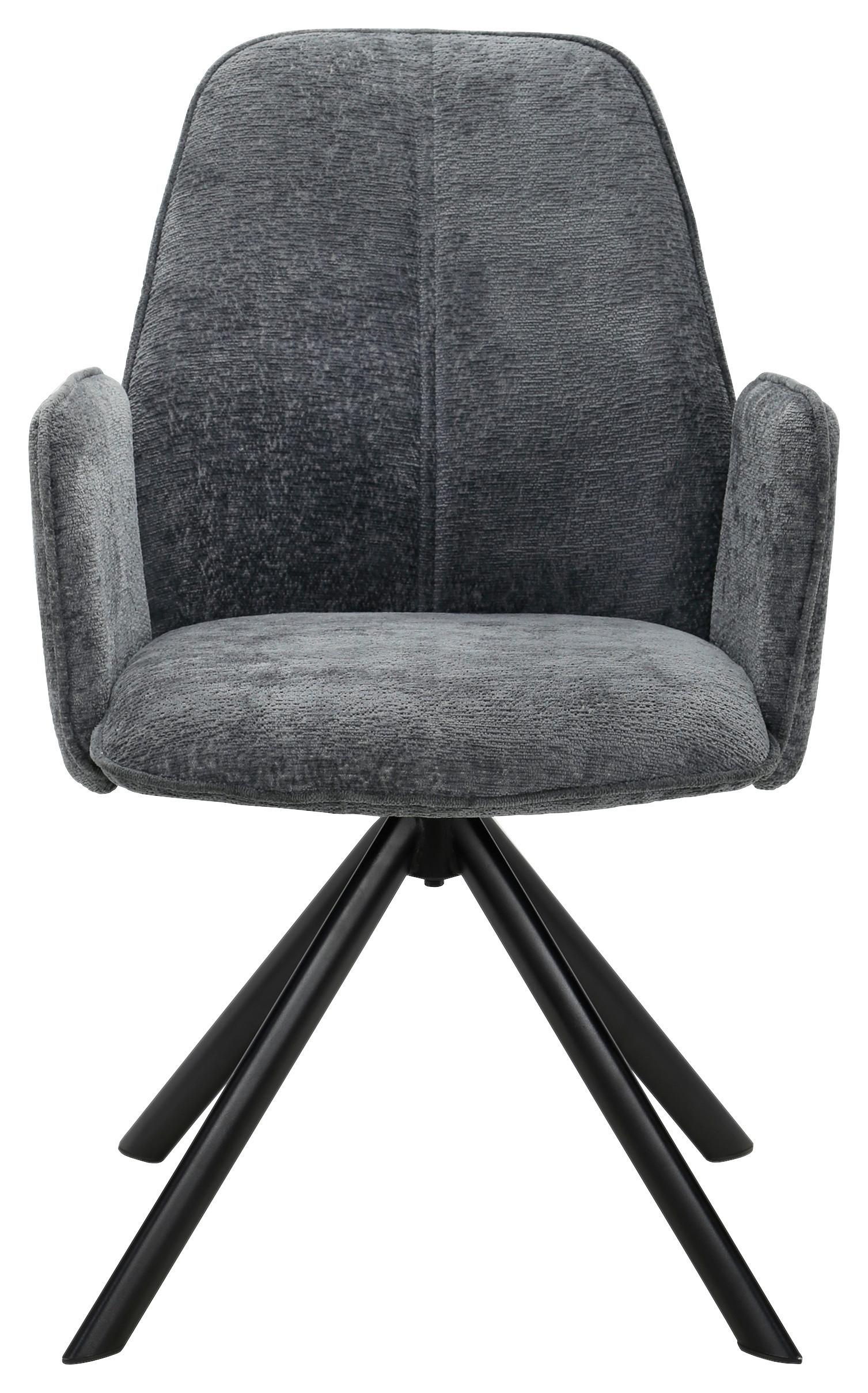 Scaun cu brațe ETA - negru/gri, Modern, lemn/metal (54/88/60cm) - Mömax